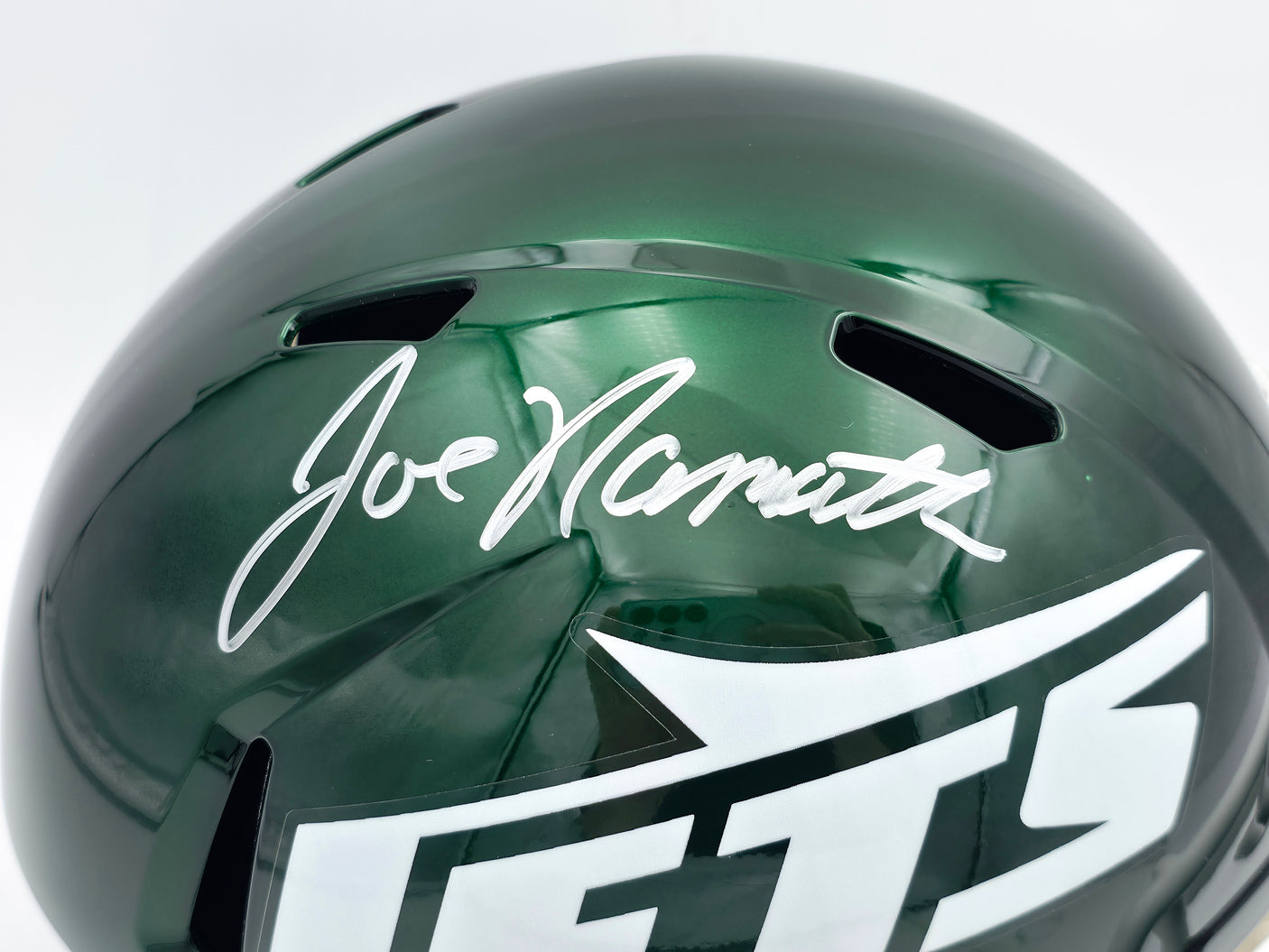 Joe Namath Autographed New York Jets 2024 Green Full Size Speed Replica Helmet PSA/DNA Stock #243282