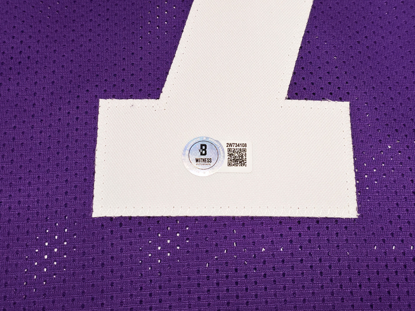 LSU Tigers Patrick Peterson Autographed Purple Jersey Beckett BAS Witness Stock #243598