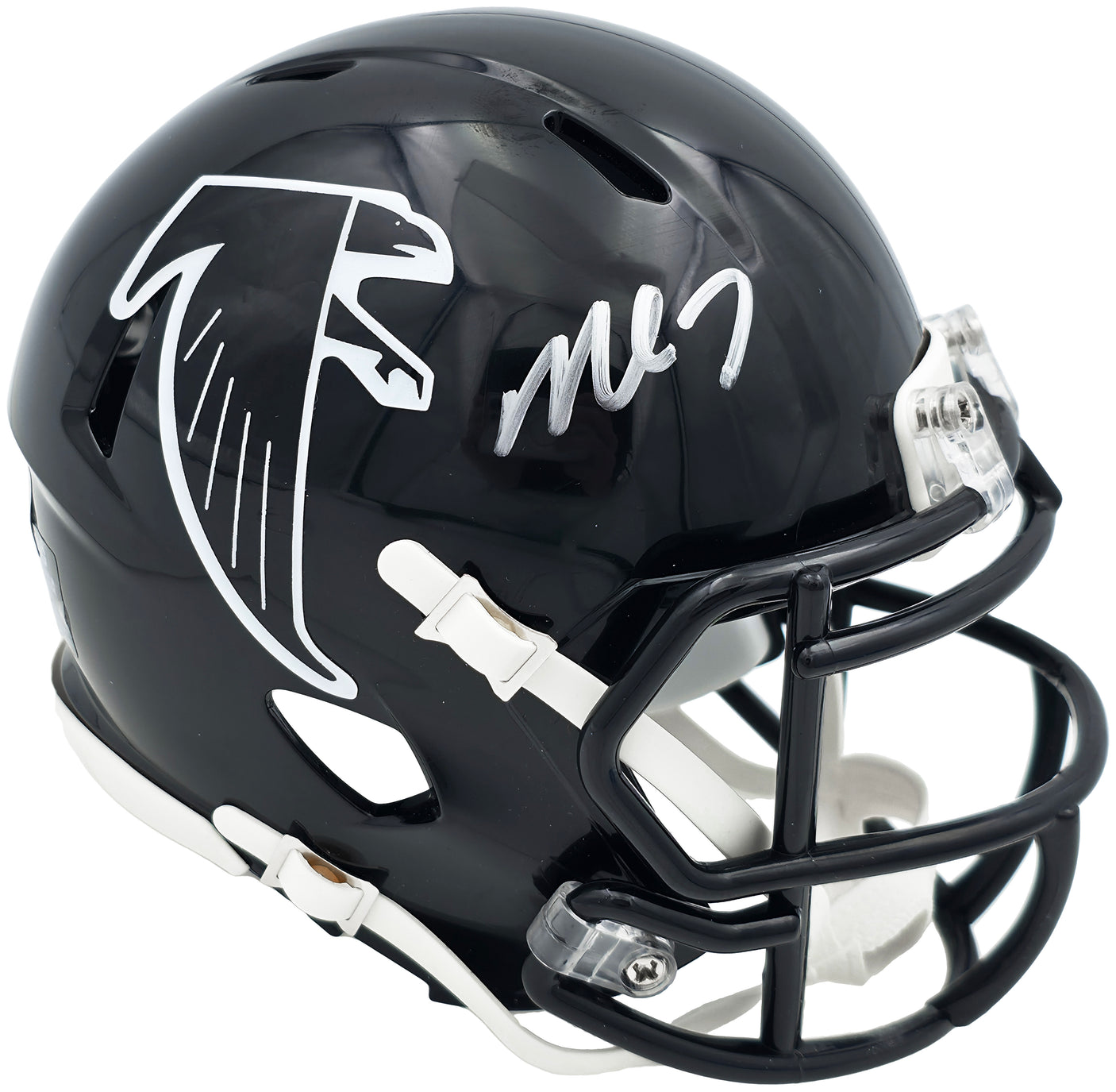 Michael Vick Autographed Atlanta Falcons 1990-02 Throwback Black Speed Mini Helmet Beckett BAS Witness Stock #243635