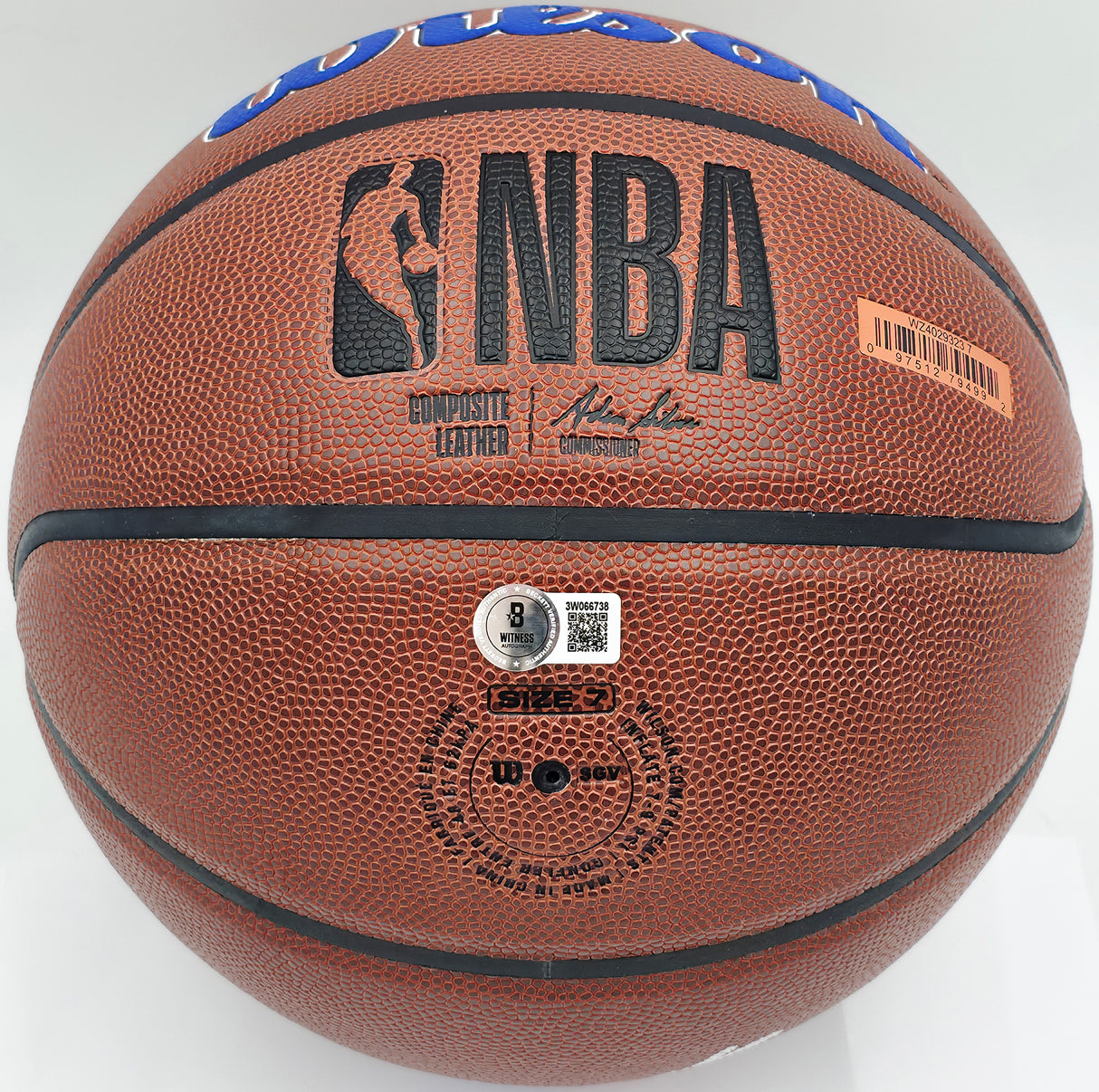 Allen Iverson Autographed Composite Leather Philadelphia 76ers Logo Basketball Beckett BAS Witness Stock #243643