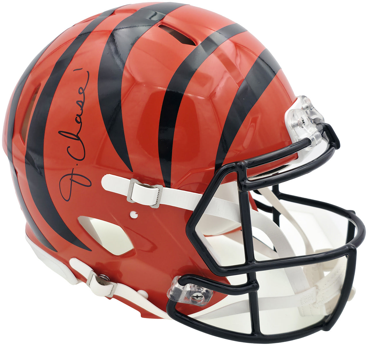Ja'Marr Chase Autographed Cincinnati Bengals Orange Full Size Authentic Speed Helmet Beckett BAS Witness Stock #243654