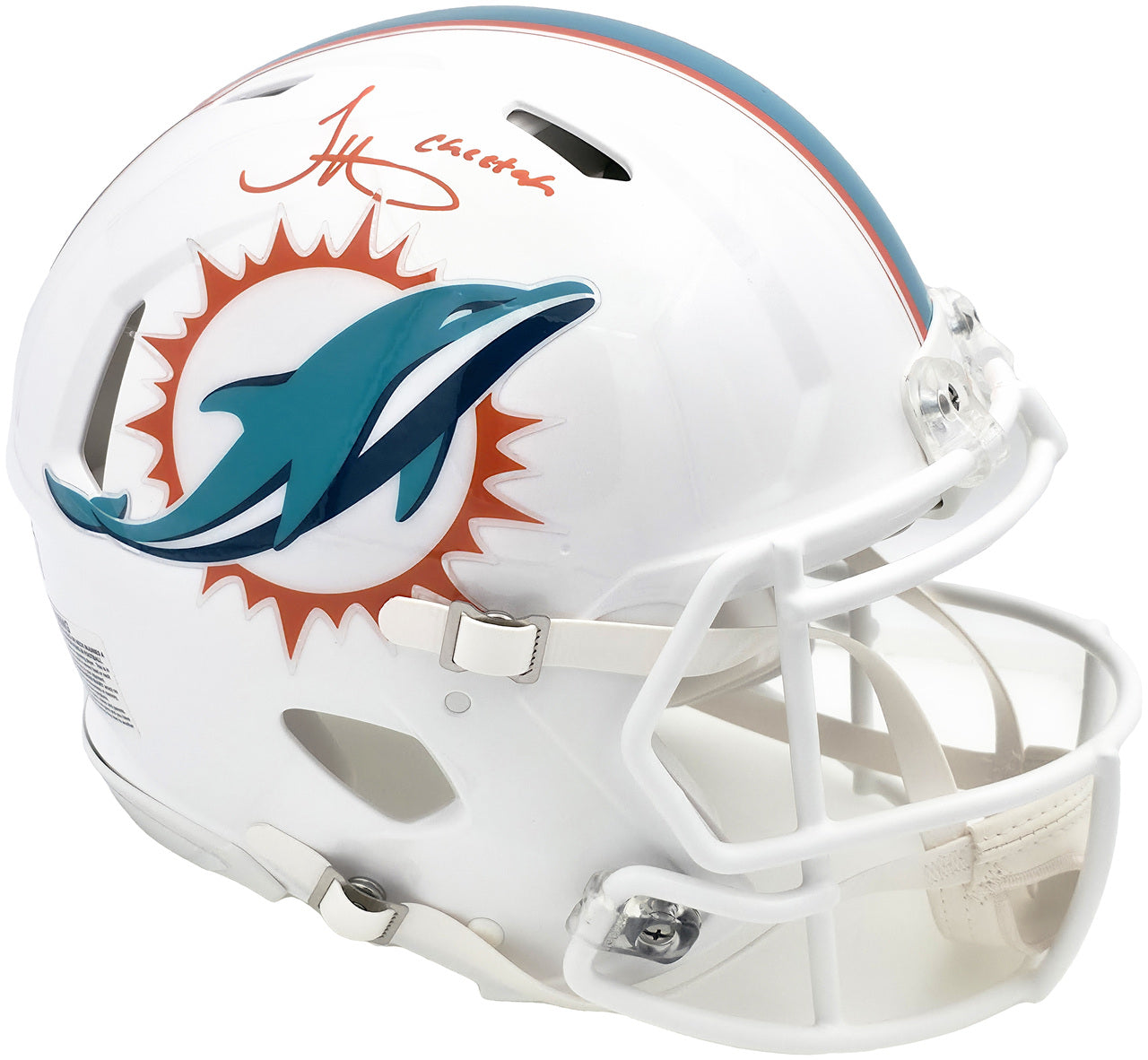 Tyreek Hill Autographed Miami Dolphins White Full Size Authentic Speed Helmet "Cheetah" Beckett BAS QR Stock #243653