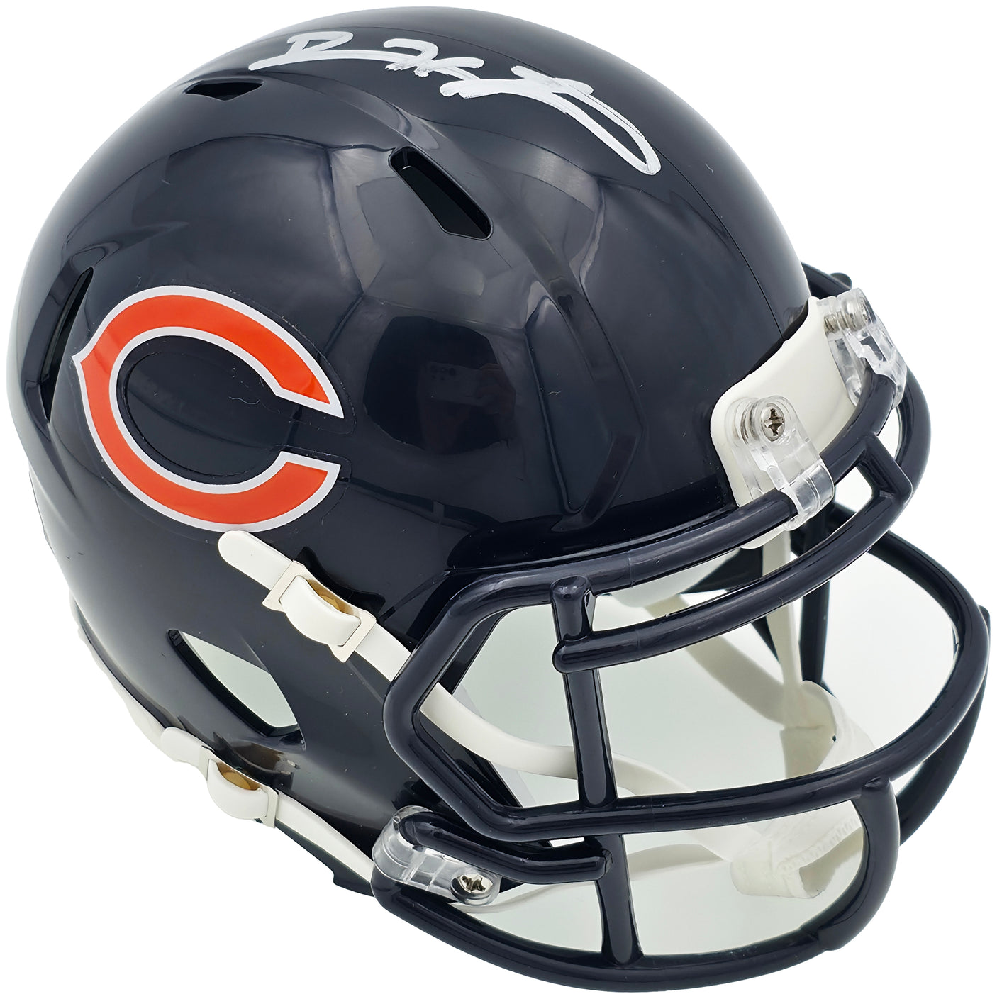 Devin Hester Autographed Chicago Bears Blue Speed Mini Helmet Beckett BAS Witness Stock #244042
