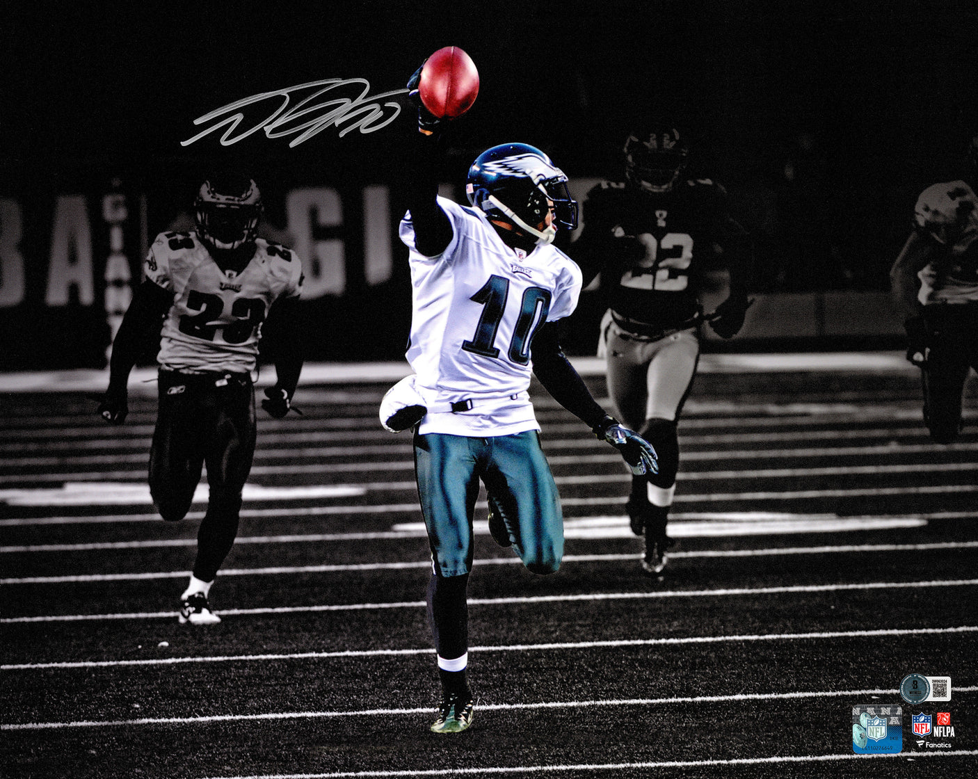 DeSean Jackson Autographed 16x20 Photo Philadelphia Eagles Miracle at the Meadowlands vs. New York Giants Beckett BAS Witness Stock #243628