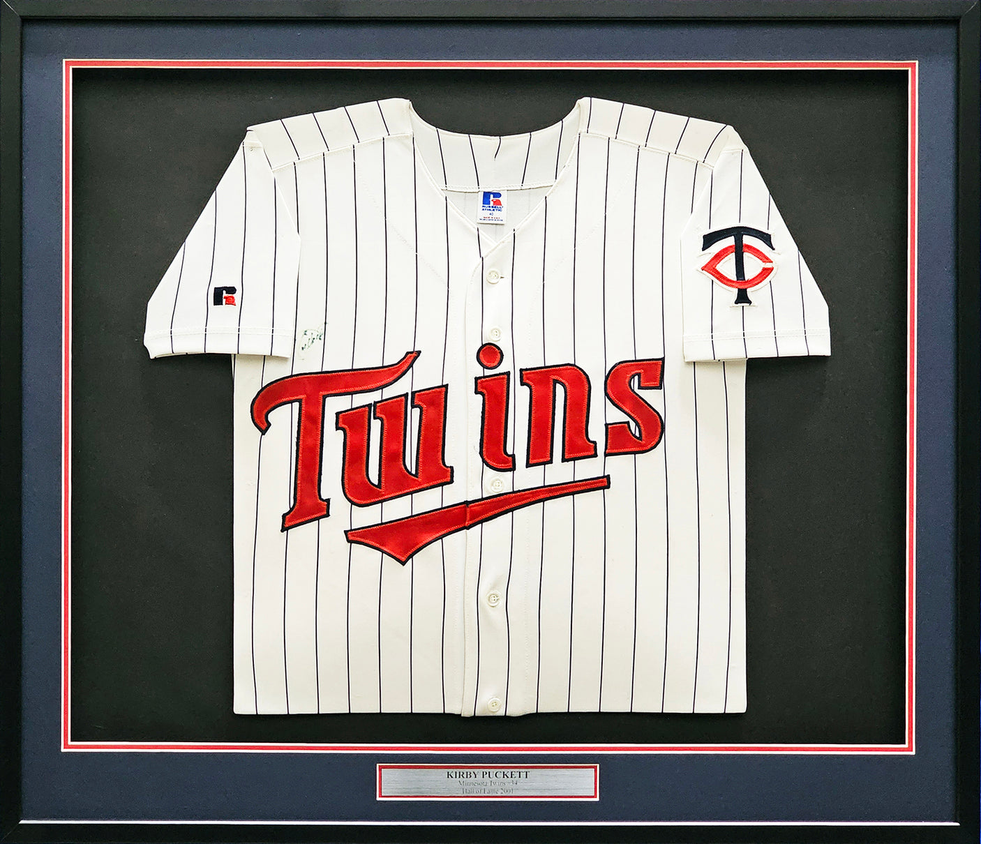 Minnesota Twins Kirby Puckett Autographed Framed White Rawlings Jersey (Light) Beckett BAS #AC74569