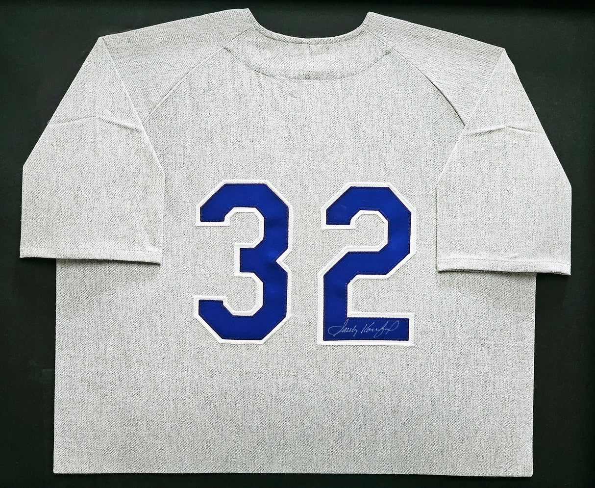 Brooklyn Dodgers Sandy Koufax Autographed Framed Grey Jersey Beckett BAS #AB92289