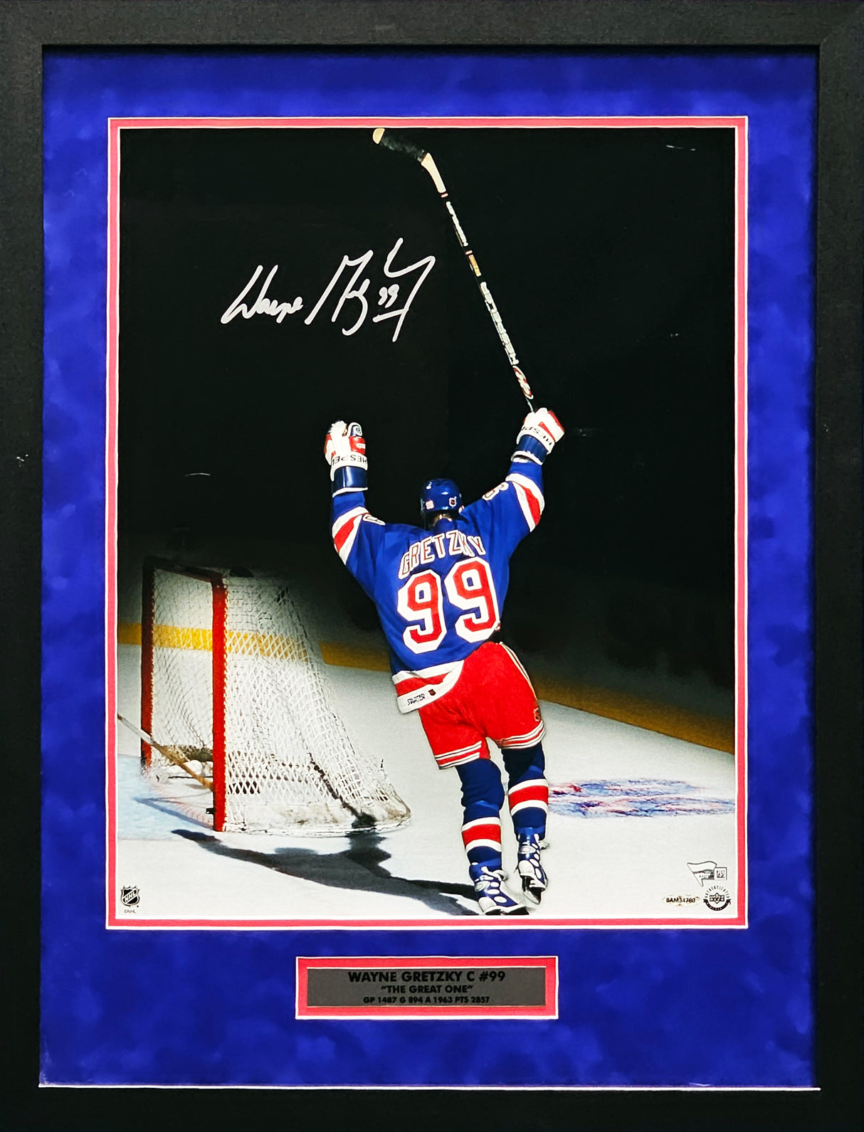 Wayne Gretzky Autographed Framed 16x20 Photo New York Rangers "99" Final Assist Fanatics Holo & UDA Holo #BAM34780