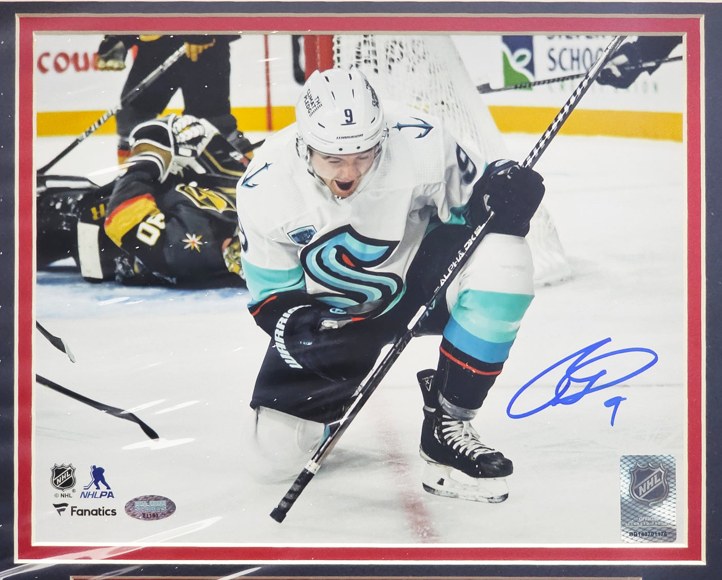 Ryan Donato Autographed Framed 8x10 Photo Seattle Kraken First Franchise Goal MCS Holo #81133