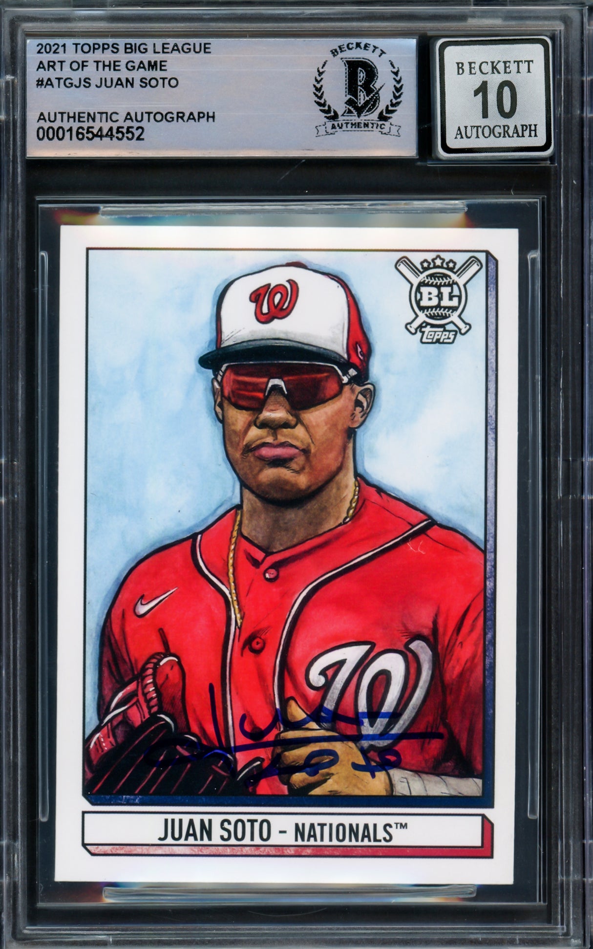 Juan Soto Autographed 2021 Topps Big League Card #ATG-JS New York Mets Auto Grade Gem Mint 10 Beckett BAS #16544552
