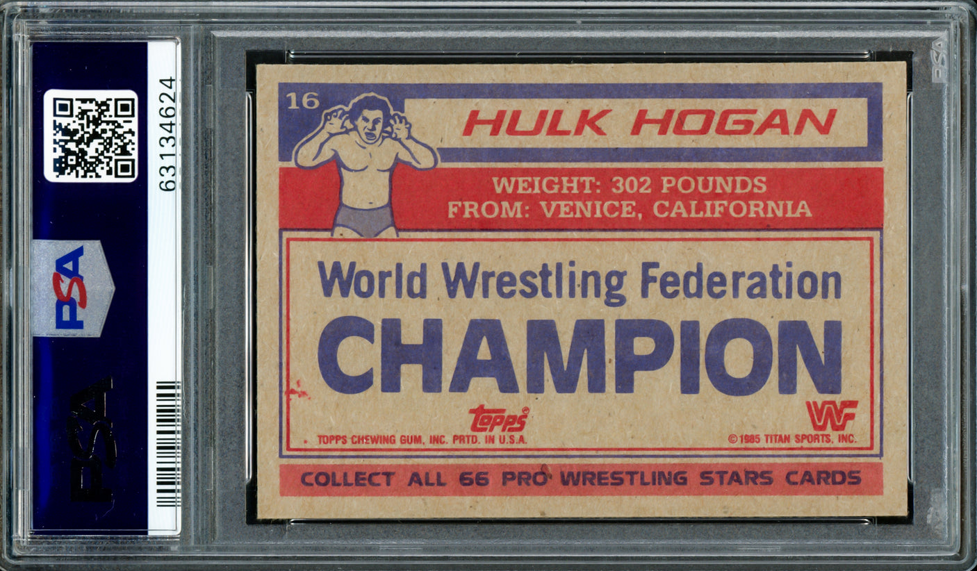 Hulk Hogan Autographed 1985 Topps WWF Rookie Card #16 Auto Grade Gem Mint 10 PSA/DNA #63134624