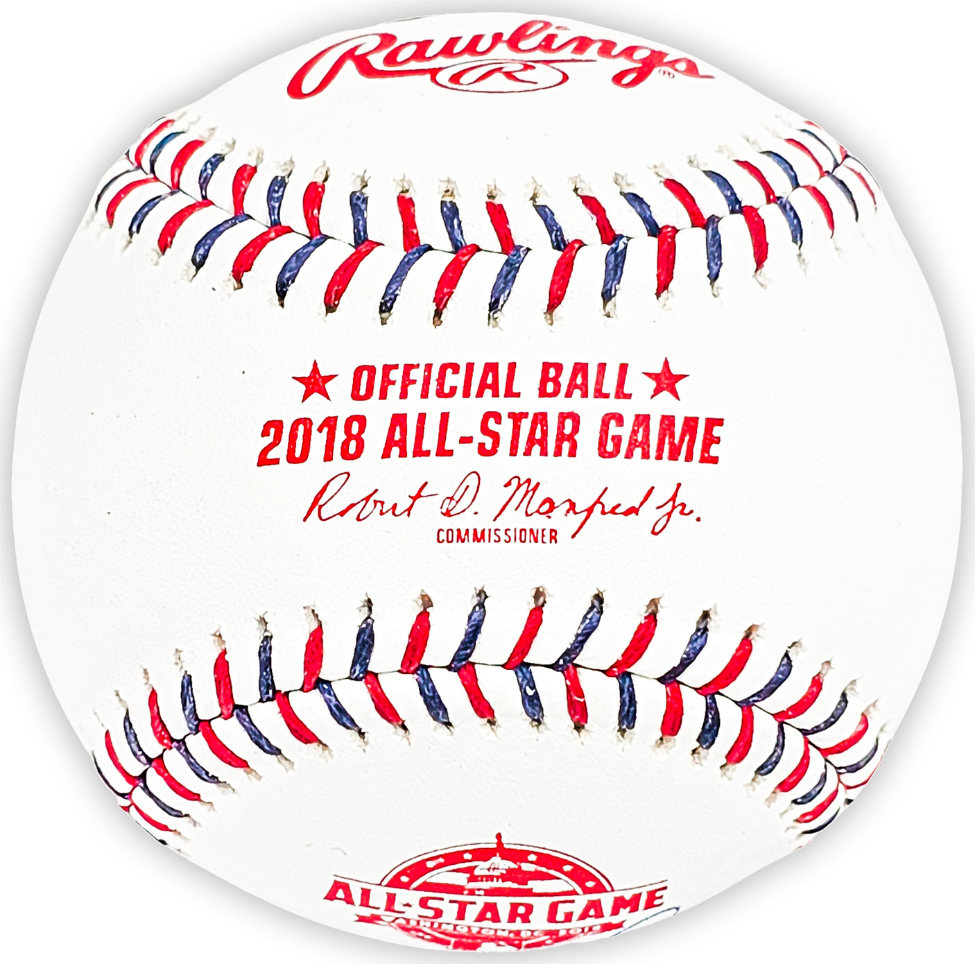 Salvador Perez Autographed Official 2018 All Star Game Logo Game Baseball Kansas City Royals Beckett BAS Witness Stock #216043