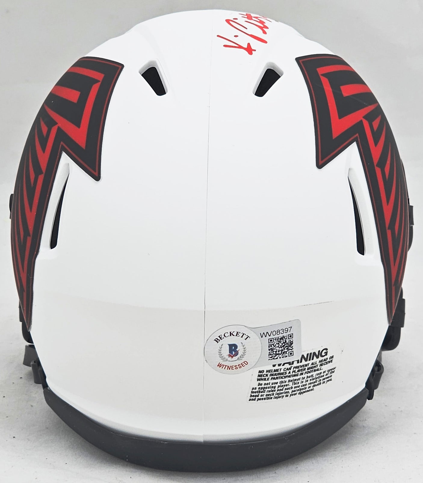 Kyle Pitts Autographed Atlanta Falcons Lunar Eclipse White Speed Mini Helmet Beckett BAS Witness Stock #216116