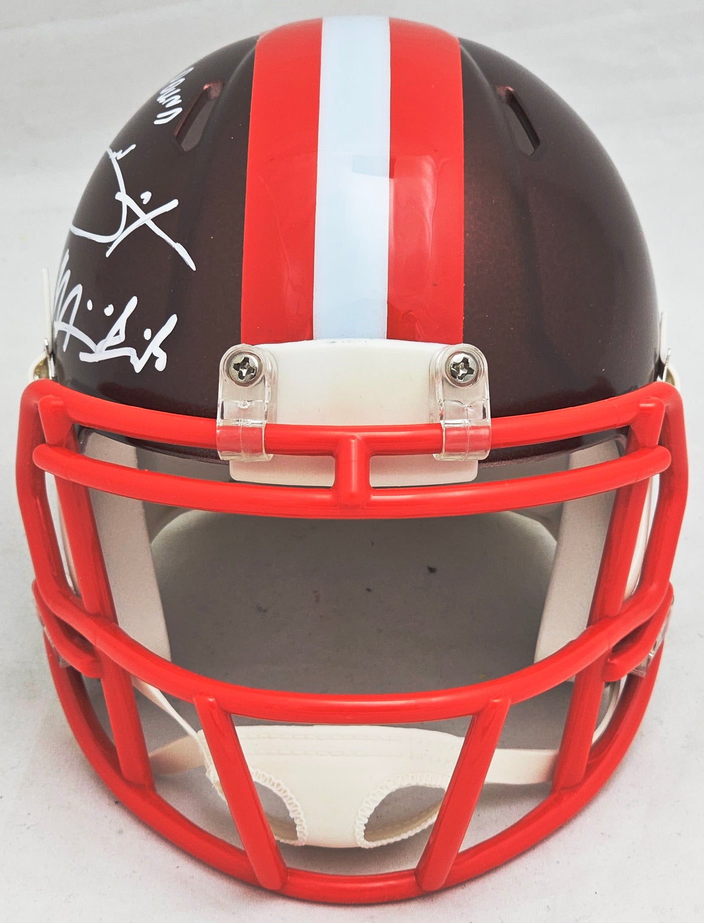 Hanford Dixon & Frank Minnifield Autographed Cleveland Browns Flash Brown Speed Mini Helmet "Dawg Pound" Beckett BAS Witness Stock #216720