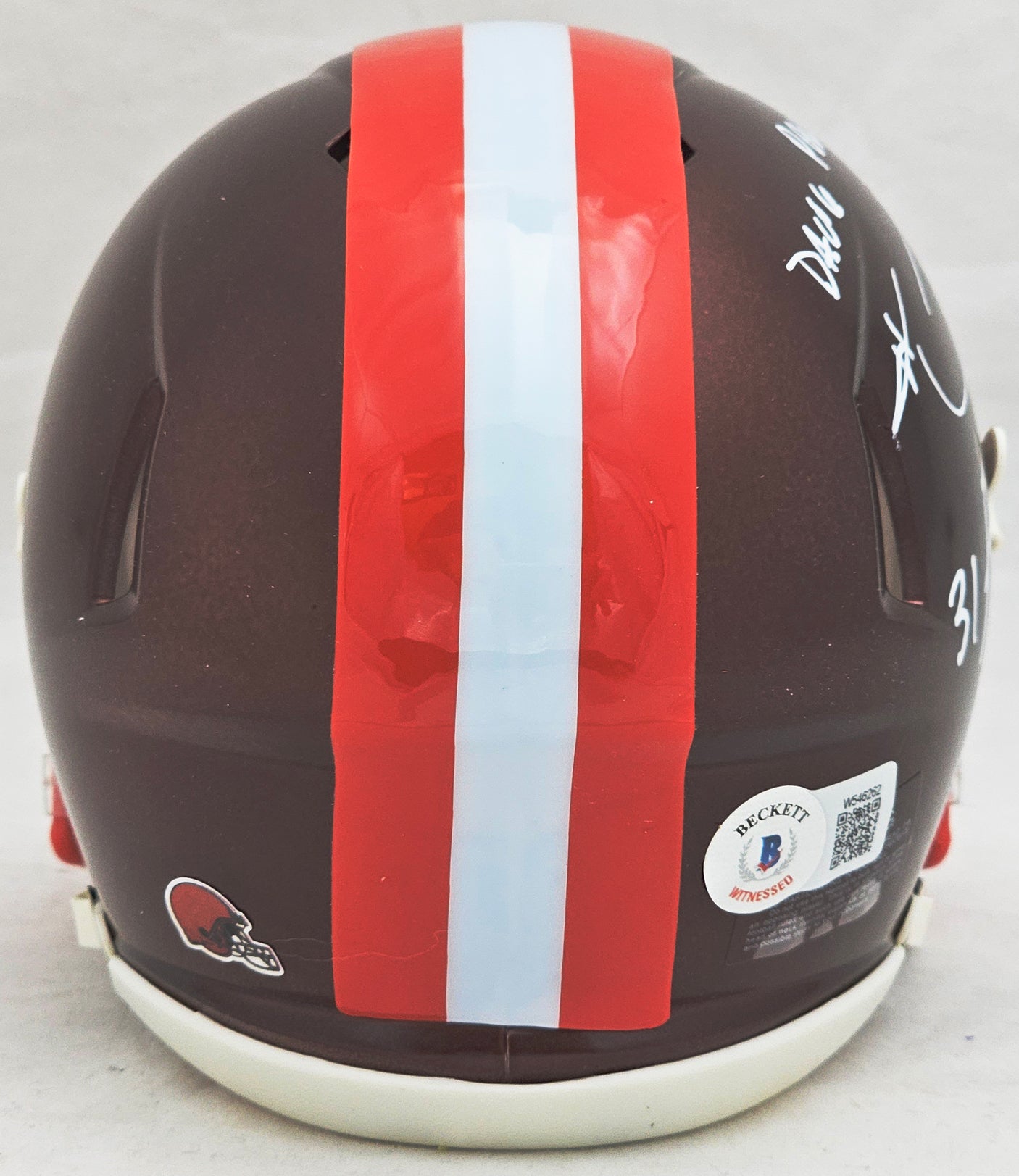 Hanford Dixon & Frank Minnifield Autographed Cleveland Browns Flash Brown Speed Mini Helmet "Dawg Pound" Beckett BAS Witness Stock #216720