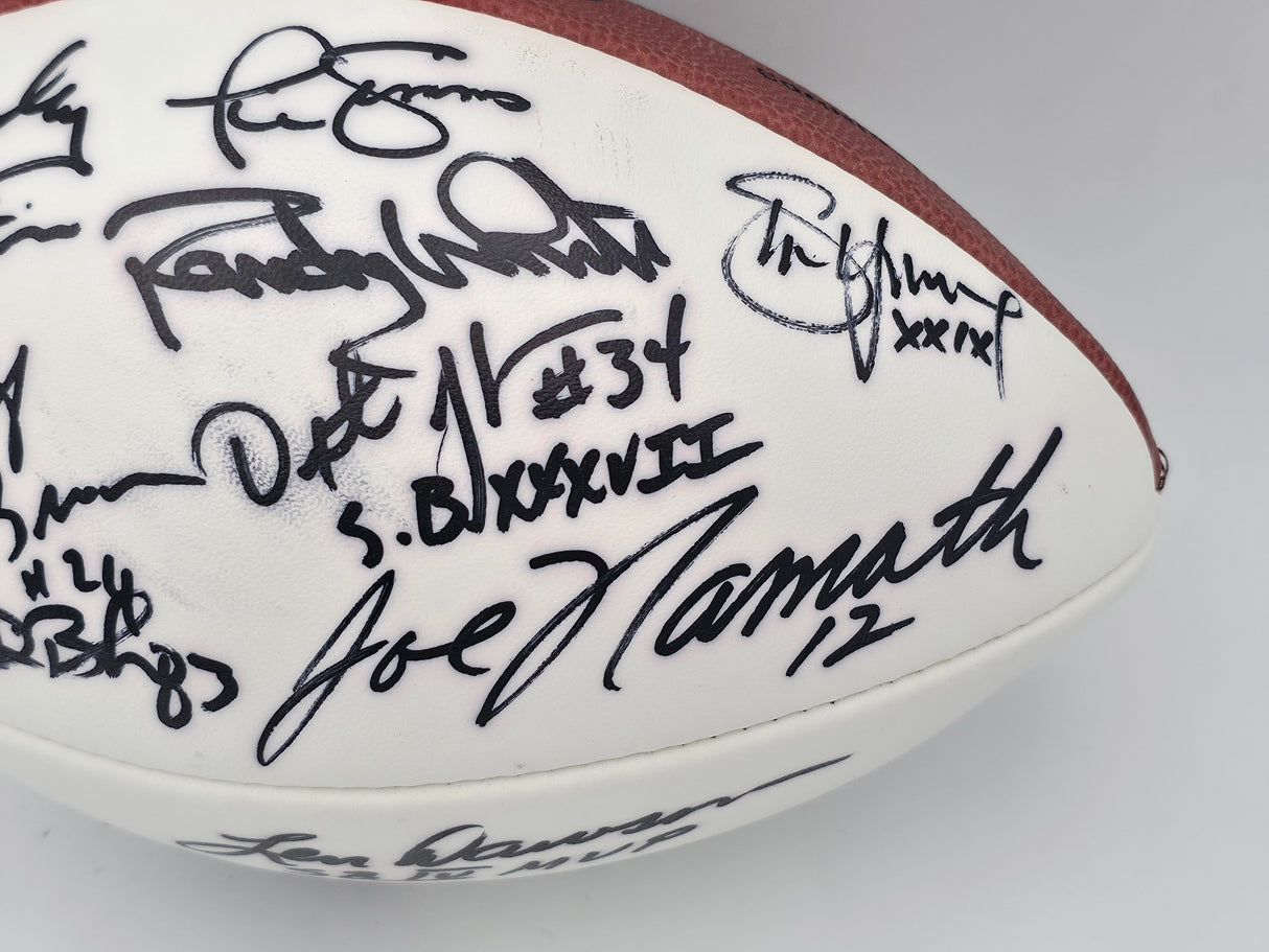 Super Bowl MVP's Autographed Official White Wilson NFL Football With 16 Signatures including Joe Namath PSA/DNA #AB10152