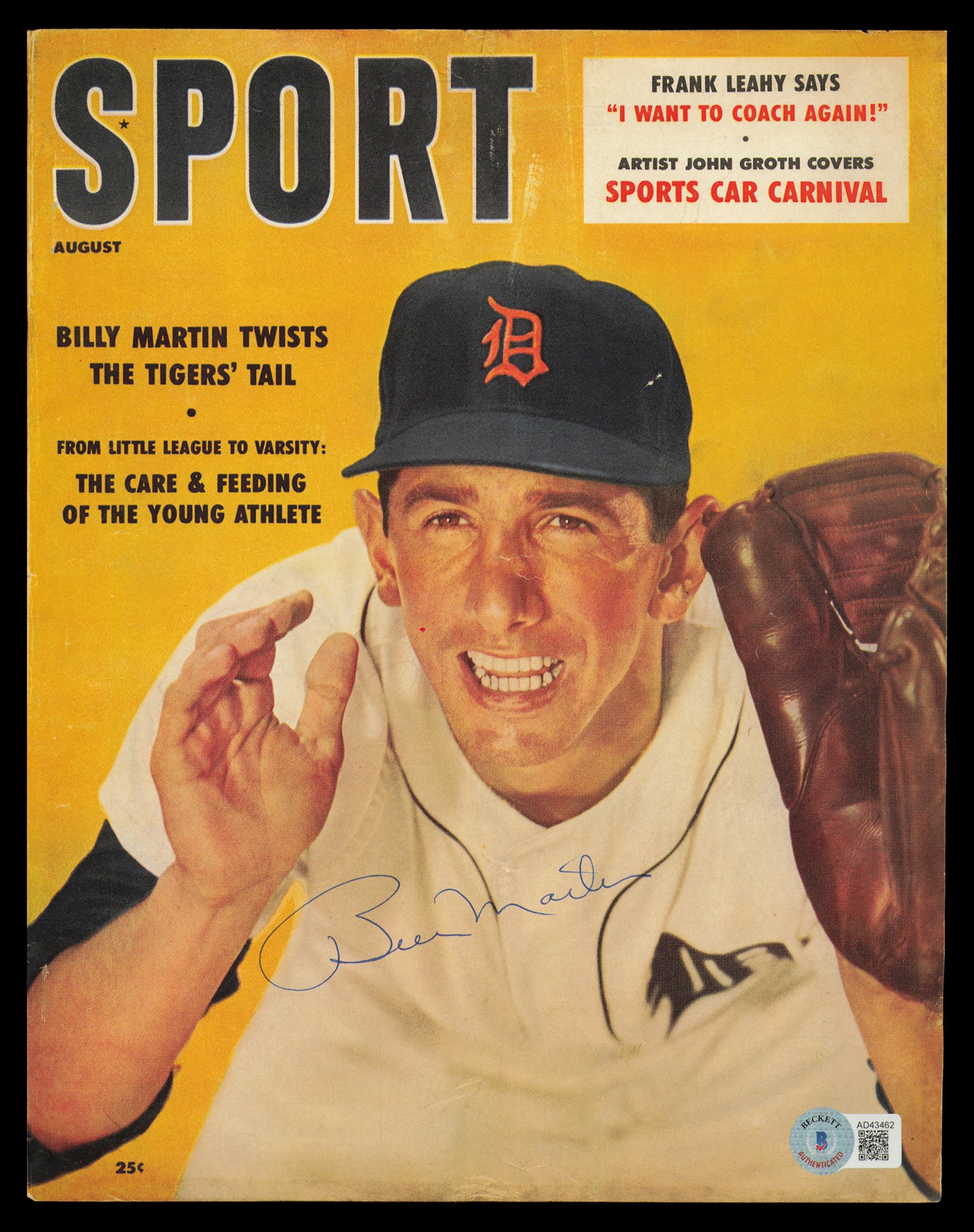 Billy Martin Autographed Sport Magazine Cover Detroit Tigers Coca-Cola Beckett BAS #AD43462