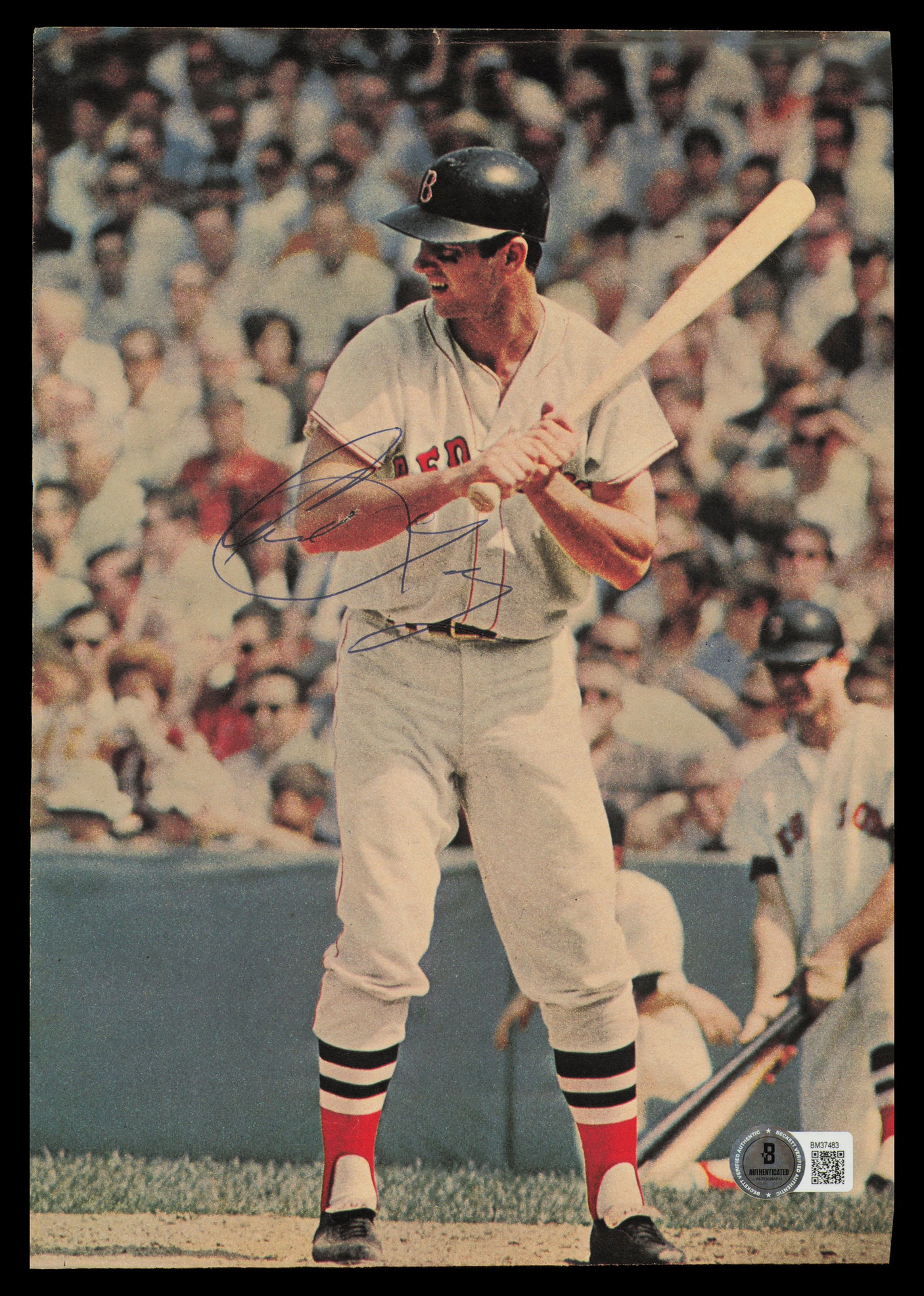 Carl Yastrzemski Autographed 7.5x11 Magazine Page Photo Boston Red Sox Vintage Signature Beckett BAS QR #BM37483