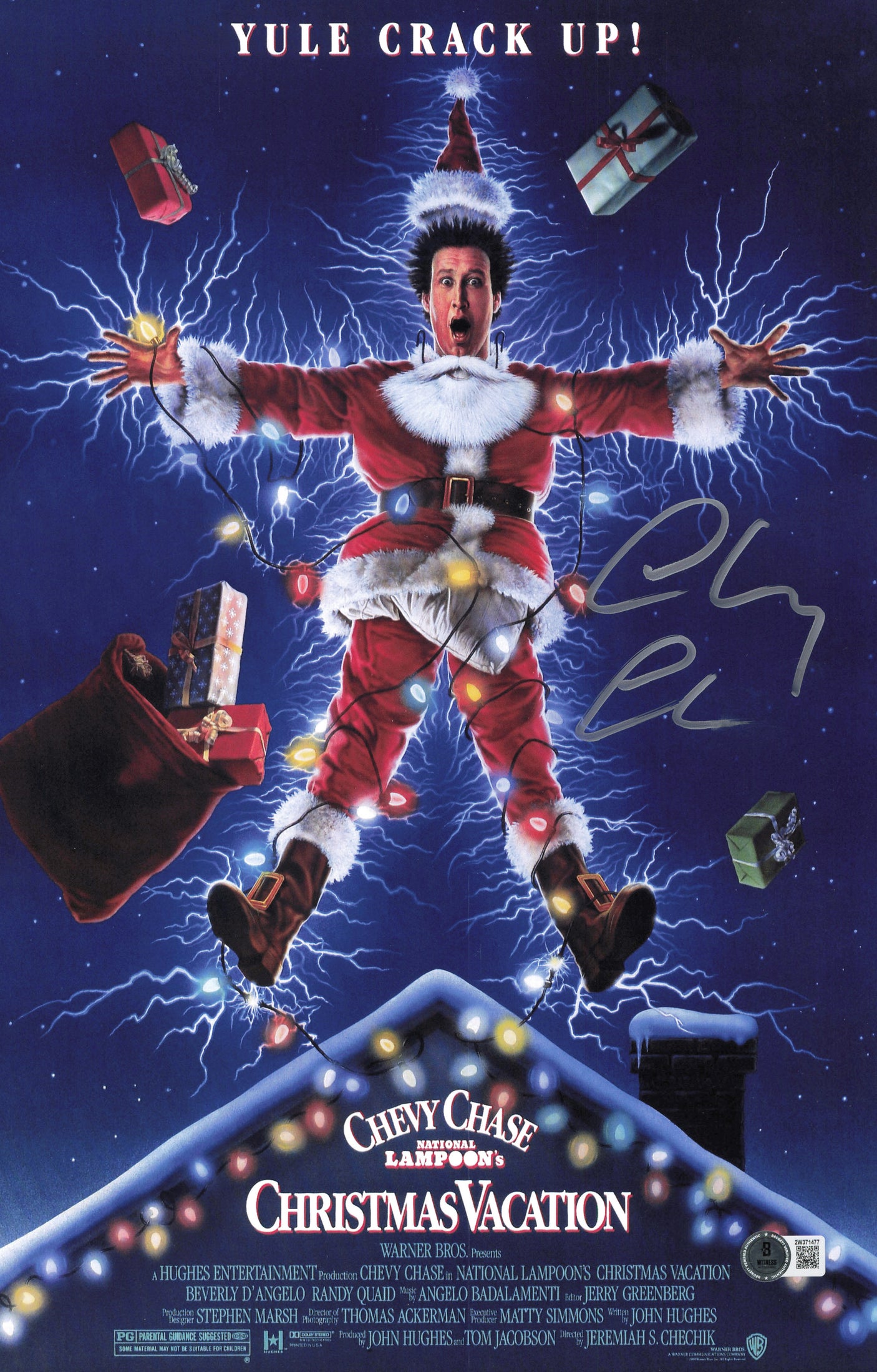Chevy Chase Autographed 11x17 Christmas Vacation Movie Poster Beckett BAS Witness #2W371477