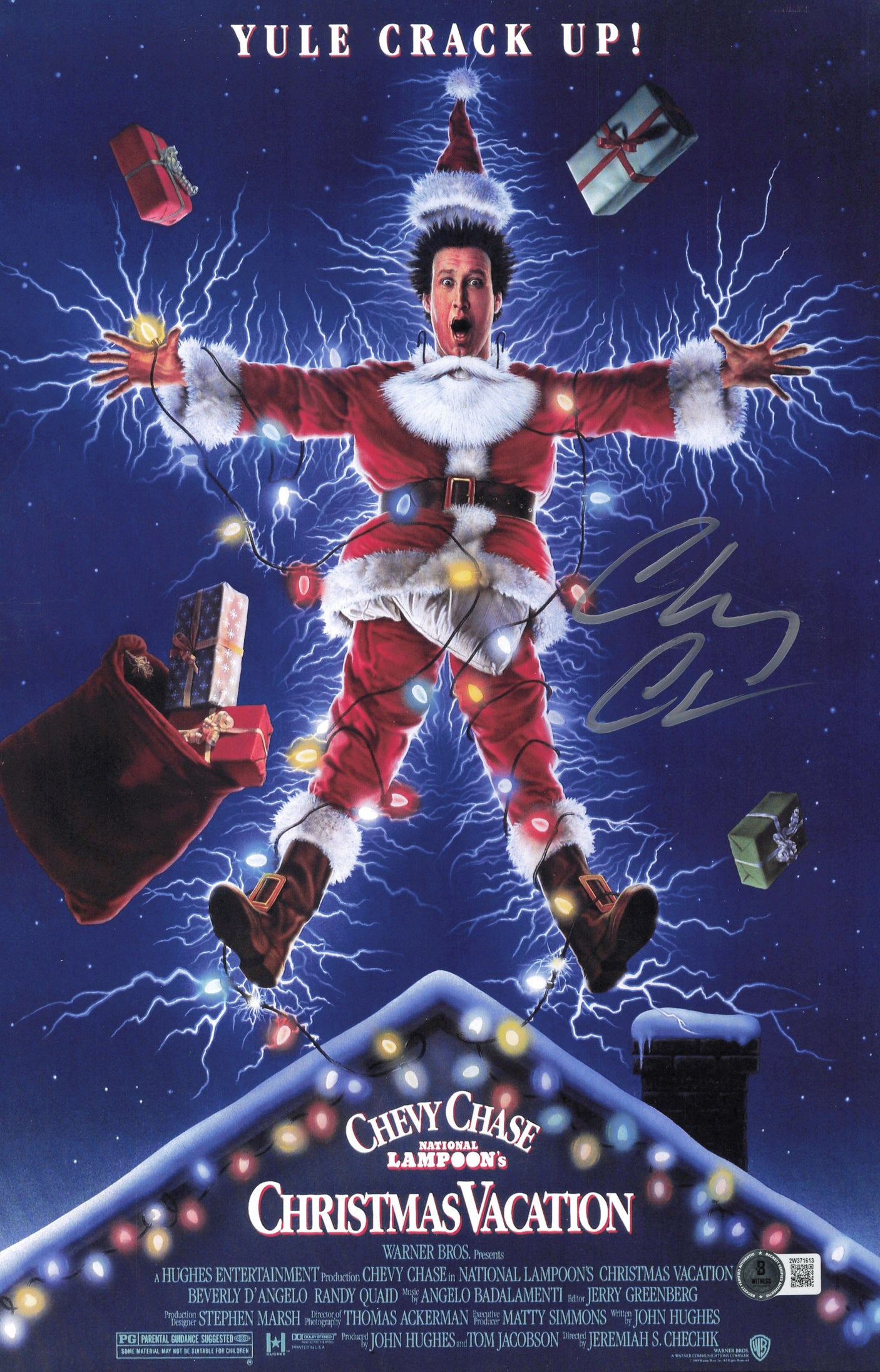 Chevy Chase Autographed 11x17 Christmas Vacation Movie Poster Beckett BAS Witness #2W371613