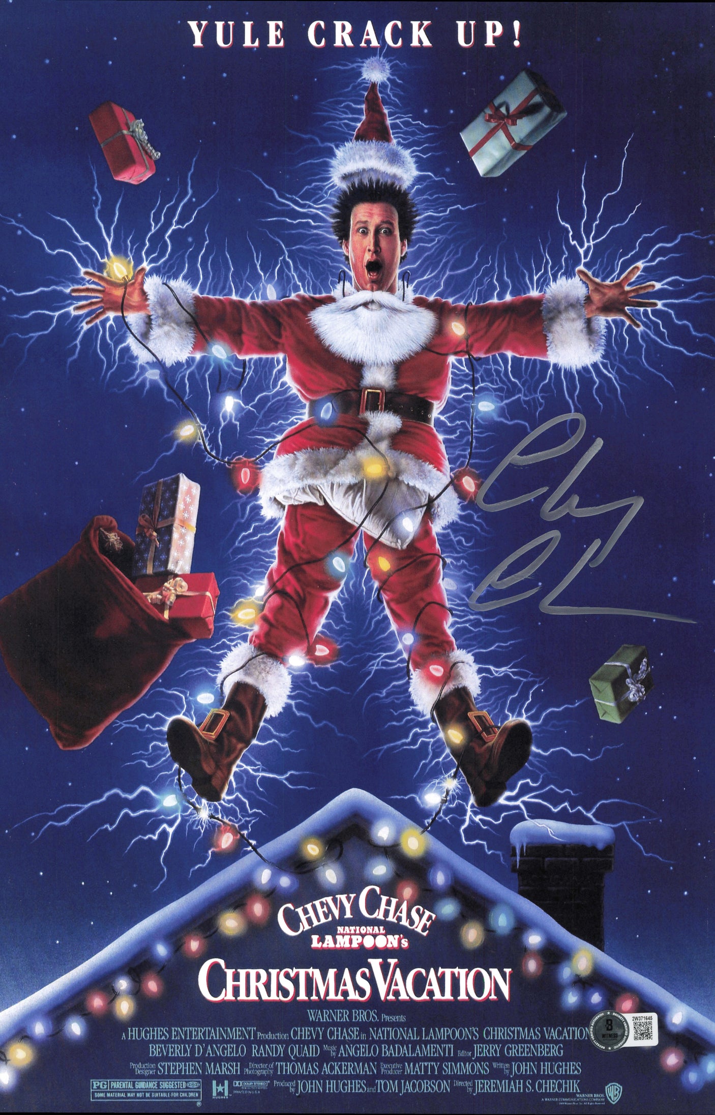 Chevy Chase Autographed 11x17 Christmas Vacation Movie Poster Beckett BAS Witness #2W371645