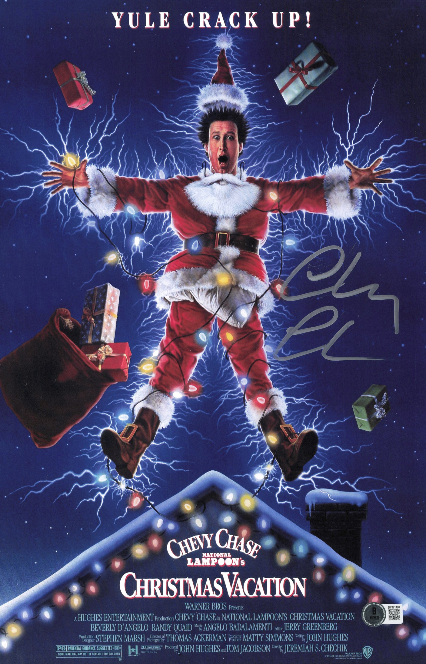Chevy Chase Autographed 11x17 Christmas Vacation Movie Poster Beckett BAS Witness #2W371480