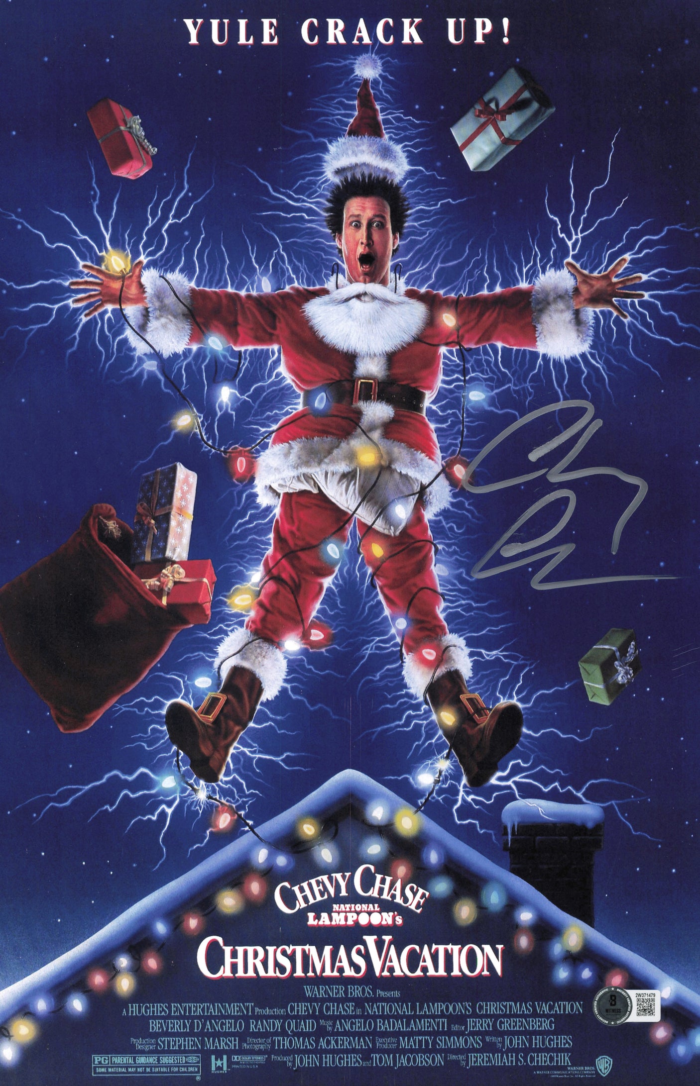 Chevy Chase Autographed 11x17 Christmas Vacation Movie Poster Beckett BAS Witness #2W371479
