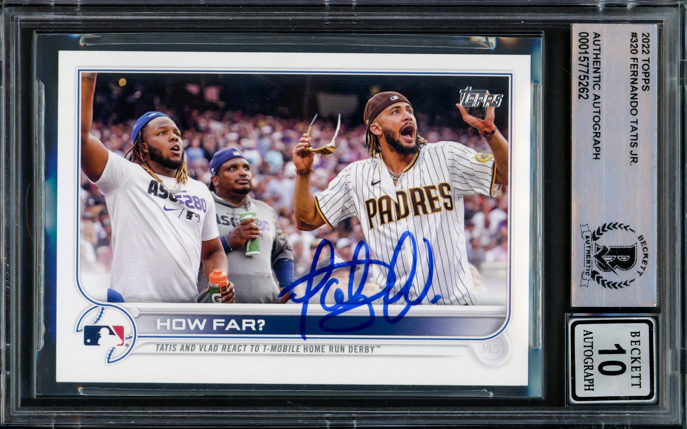 Fernando Tatis Jr. Autographed 2022 Topps Card #320 San Diego Padres Auto Grade Gem Mint 10 Beckett BAS Stock #216683