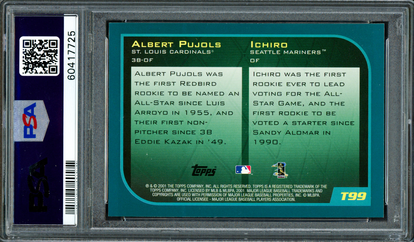Albert Pujols & Ichiro Suzuki Autographed 2001 Topps Traded Rookie Card #T99 PSA 9 Auto Grade Gem Mint 10 PSA/DNA #60417725