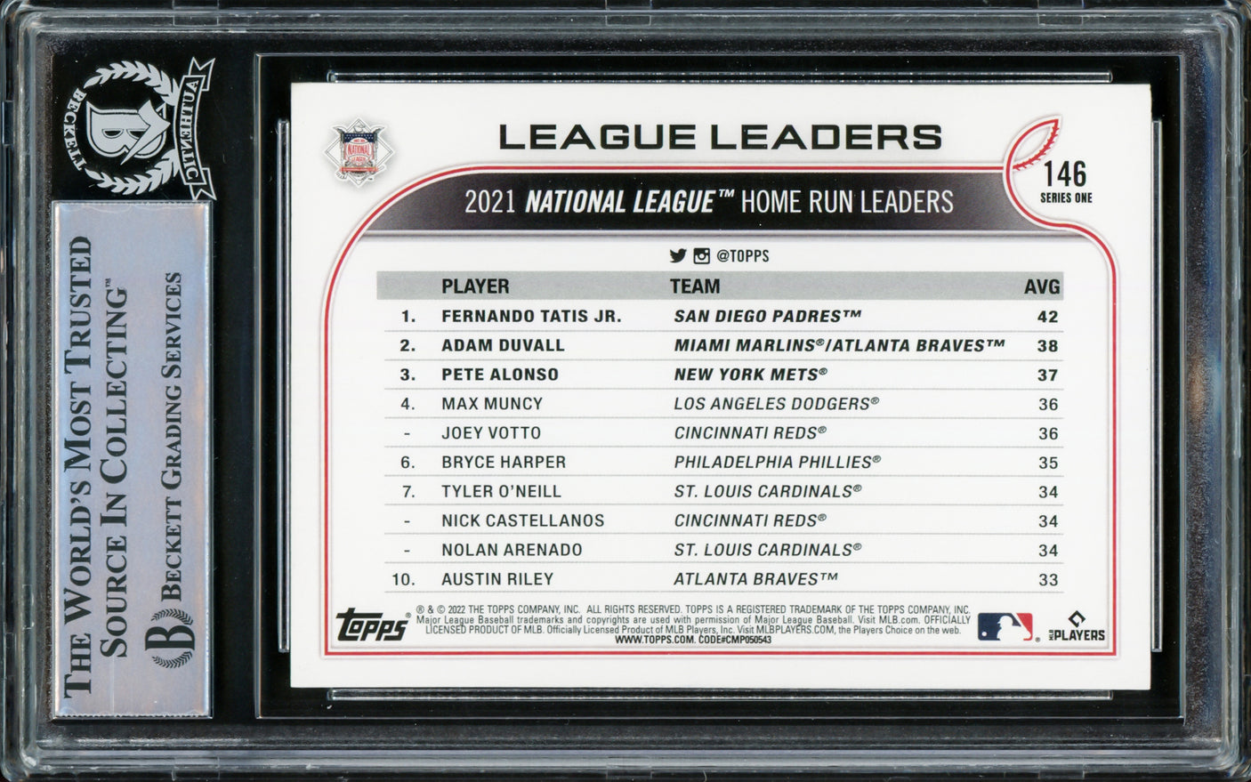 Fernando Tatis Jr. Autographed 2022 Topps Card #146 San Diego Padres Beckett BAS Stock #216882