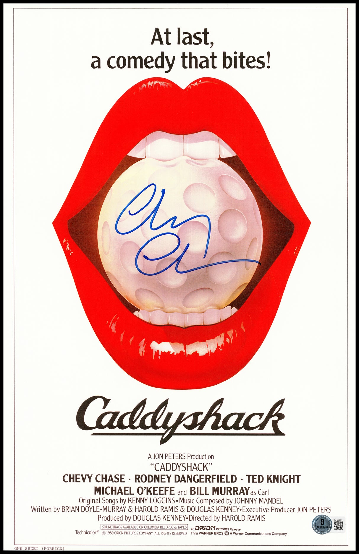 Chevy Chase Autographed 11x17 Caddyshack Movie Poster Beckett BAS QR Stock #230654