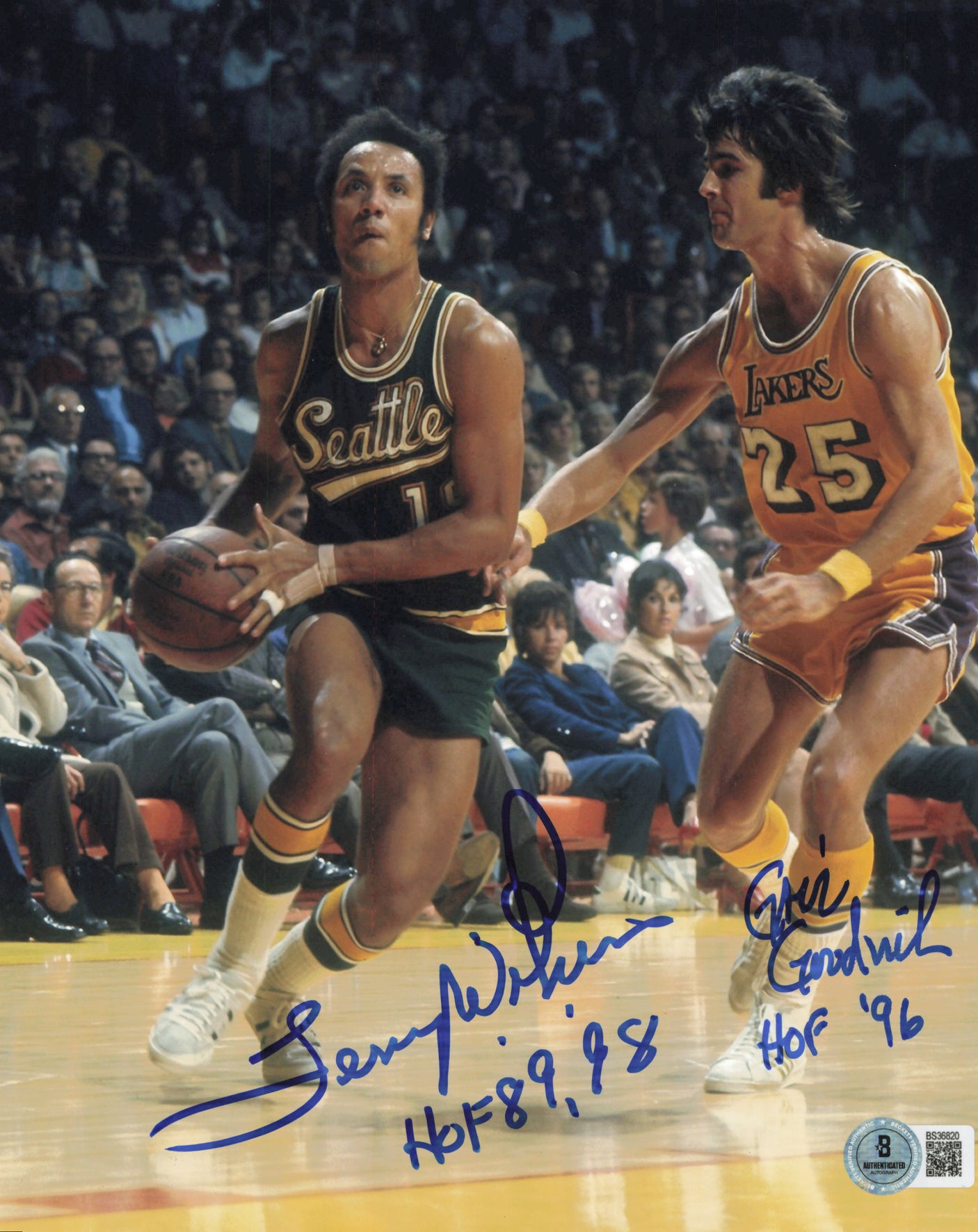 Lenny Wilkens & Gail Goodrich Autographed 8x10 Photo Beckett BAS QR #BS36820