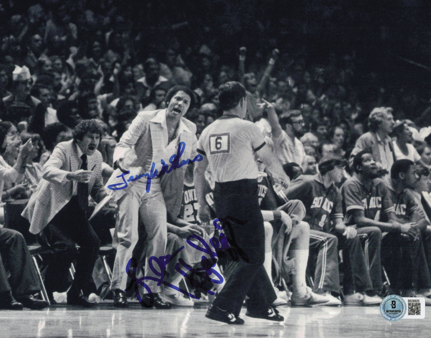 Lenny Wilkens & Les Habegger Autographed 8x10 Photo Seattle Supersonics Beckett BAS QR #BS36825