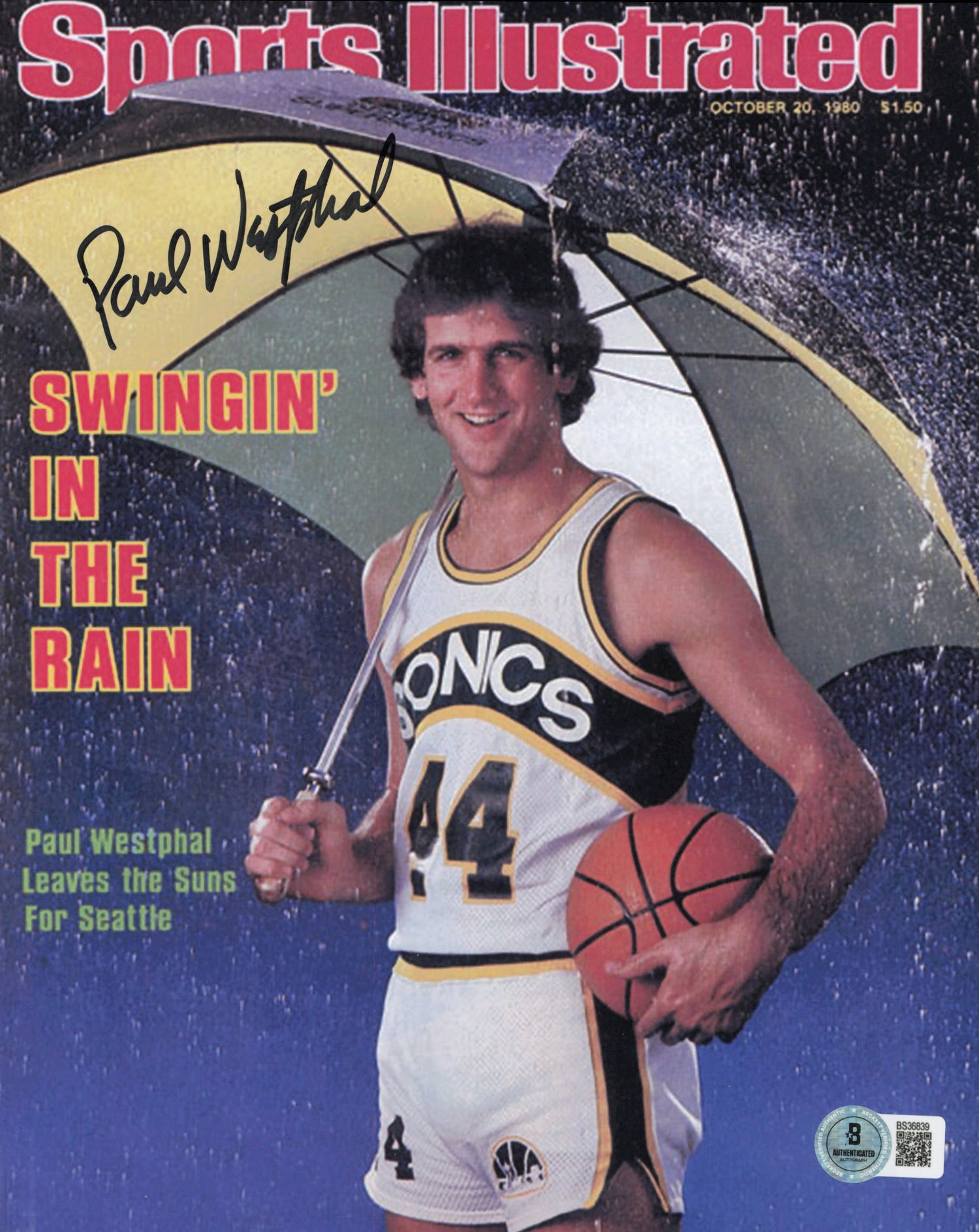 Paul Westphal Autographed 8x10 Photo Seattle Supersonics Beckett BAS QR #BS36839