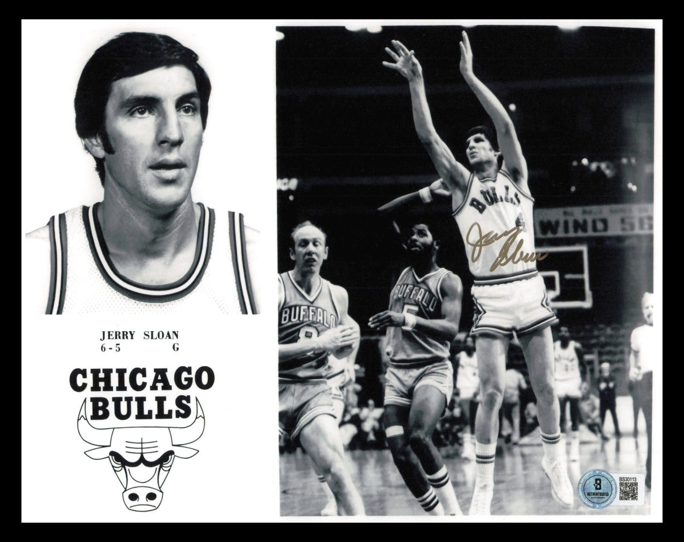 Jerry Sloan Autographed 8x10 Photo Chicago Bulls Beckett BAS QR #BS30113