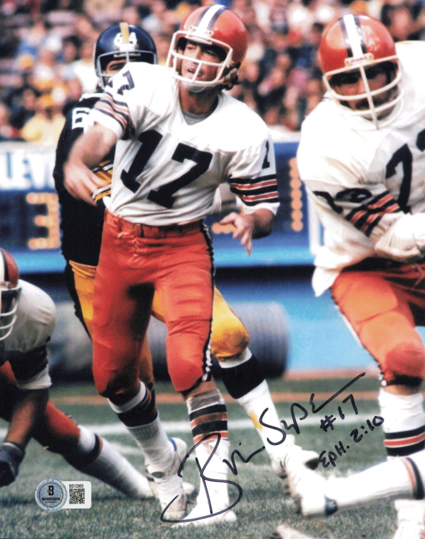 Brian Sipe Autographed 8x10 Photo Cleveland Browns Beckett BAS QR #BS12965