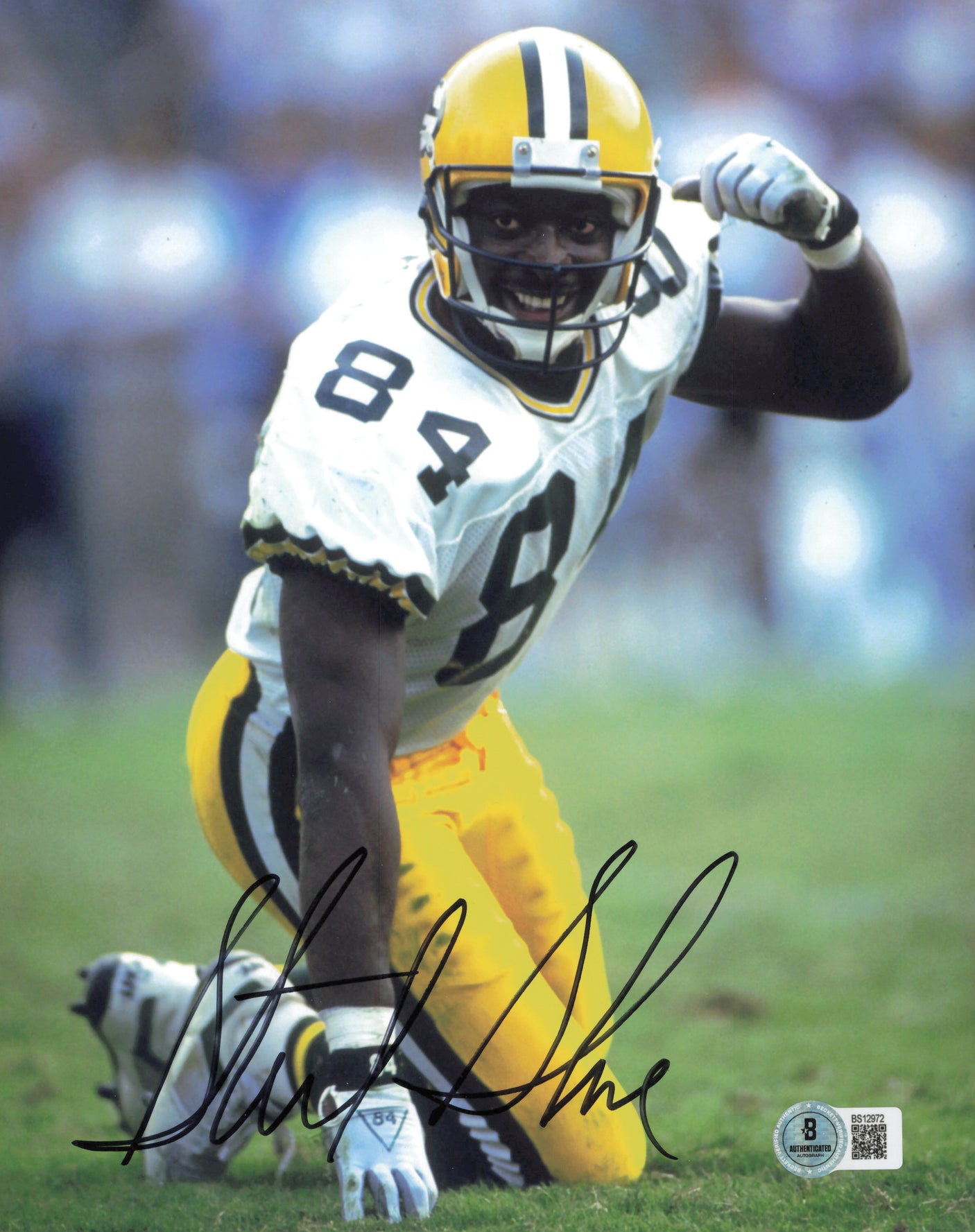 Sterling Sharpe Autographed 8x10 Photo Green Bay Packers Beckett BAS QR #BS12972