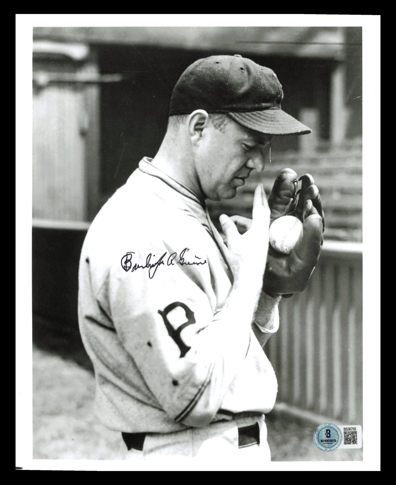 Burleigh Grimes Autographed 8x10 Photo Pittsburgh Pirates Beckett BAS QR #BS36758