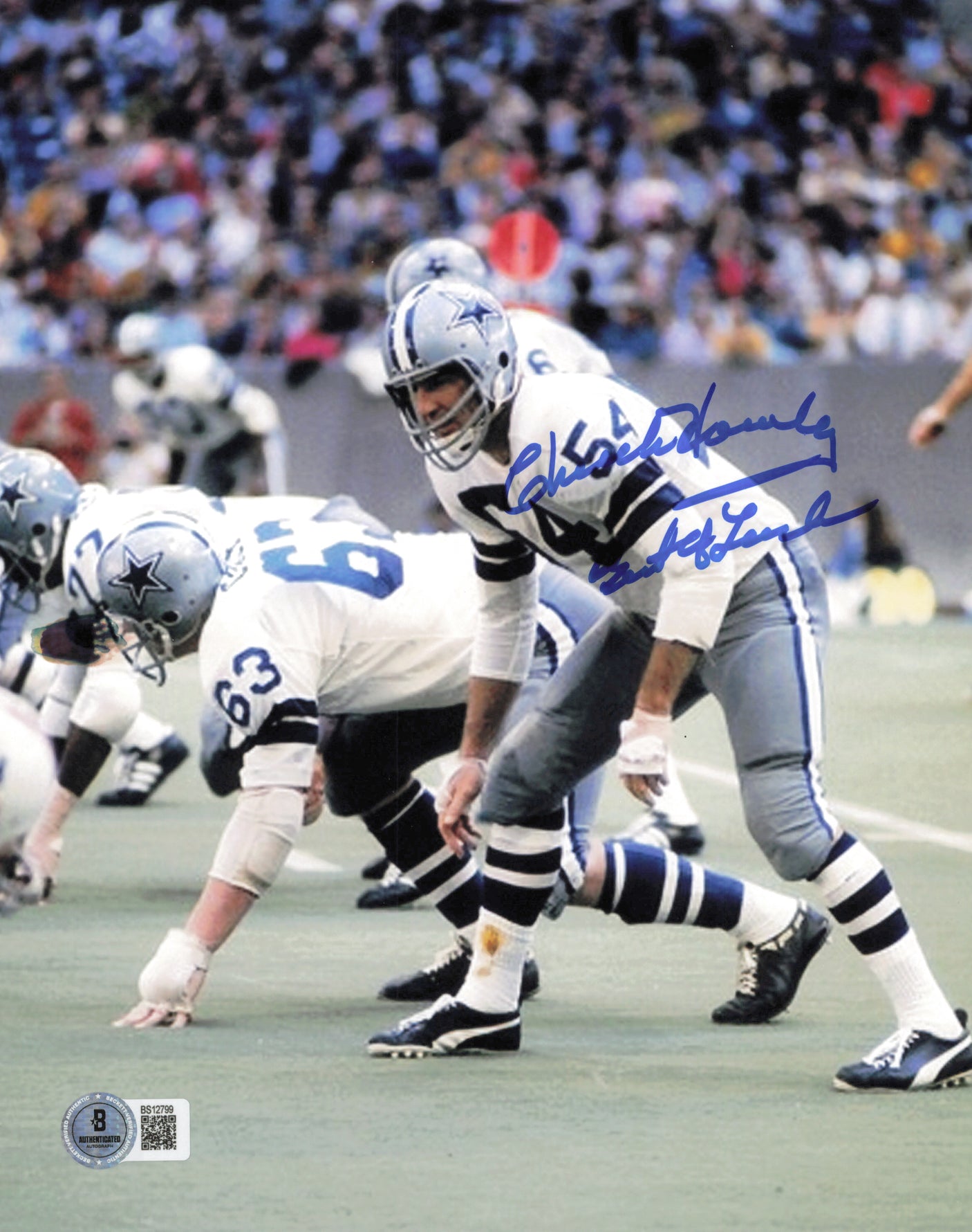 Chuck Howley Autographed 8x10 Photo Dallas Cowboys "Best of Luck" Beckett BAS QR #BS12799