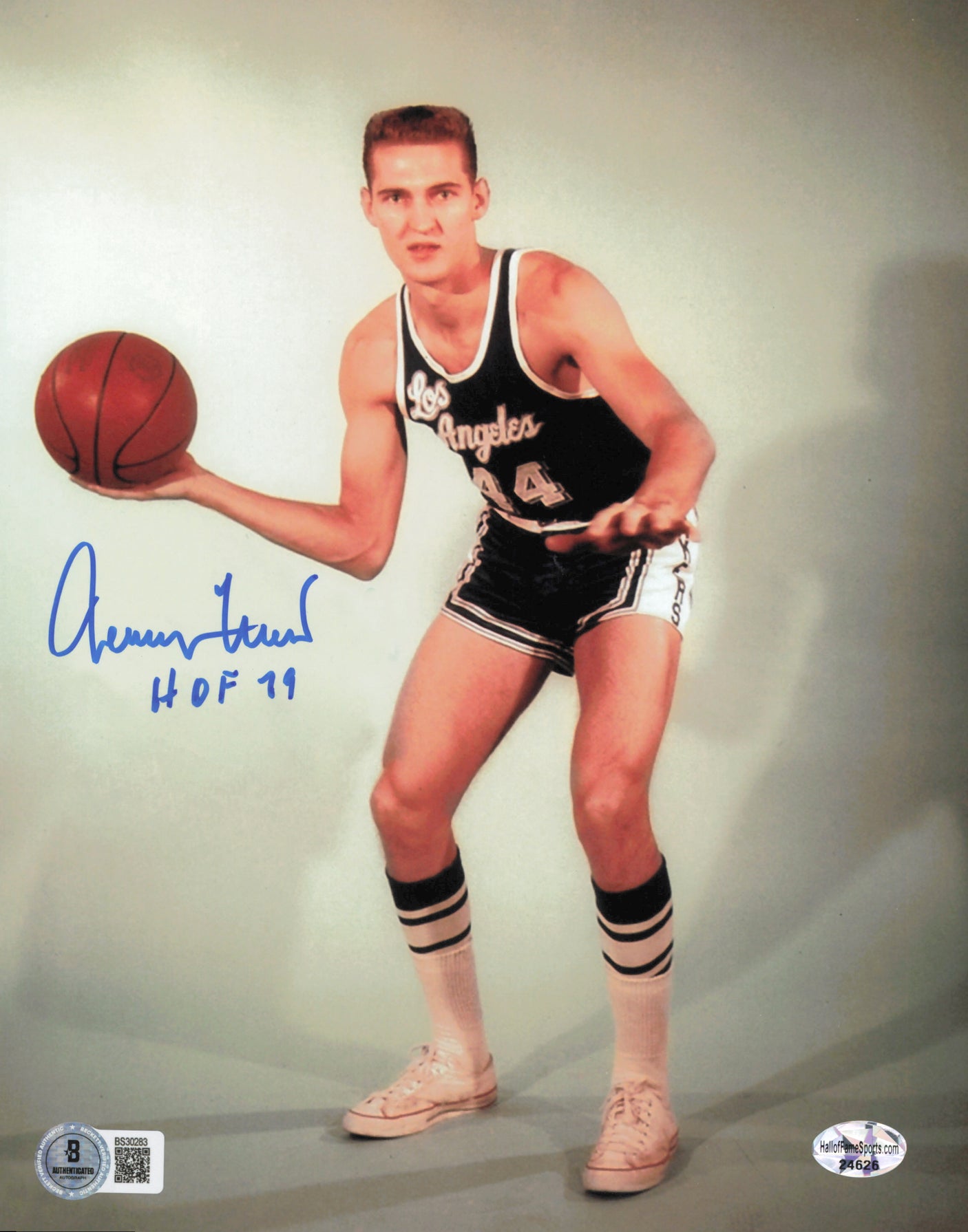Jerry West Autographed 8x10 Photo Los Angeles Lakers "HOF 79" Beckett BAS QR #BS30283