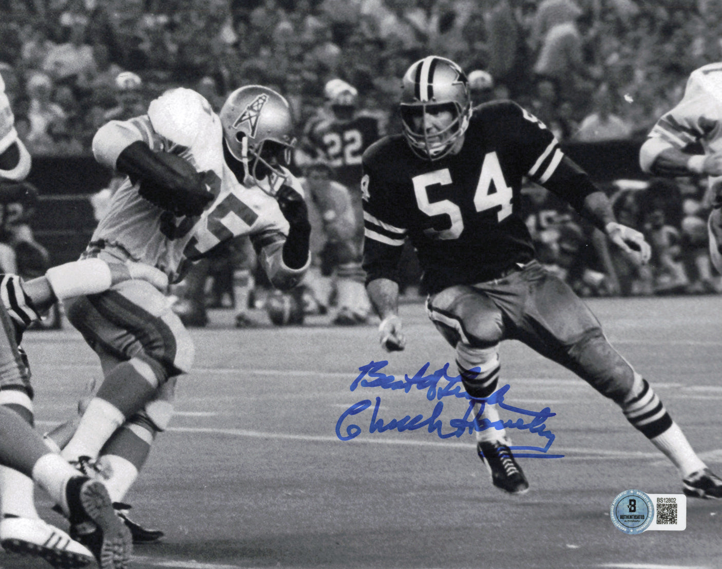 Chuck Howley Autographed 8x10 Photo Dallas Cowboys "Best of Luck" Beckett BAS QR #BS12802