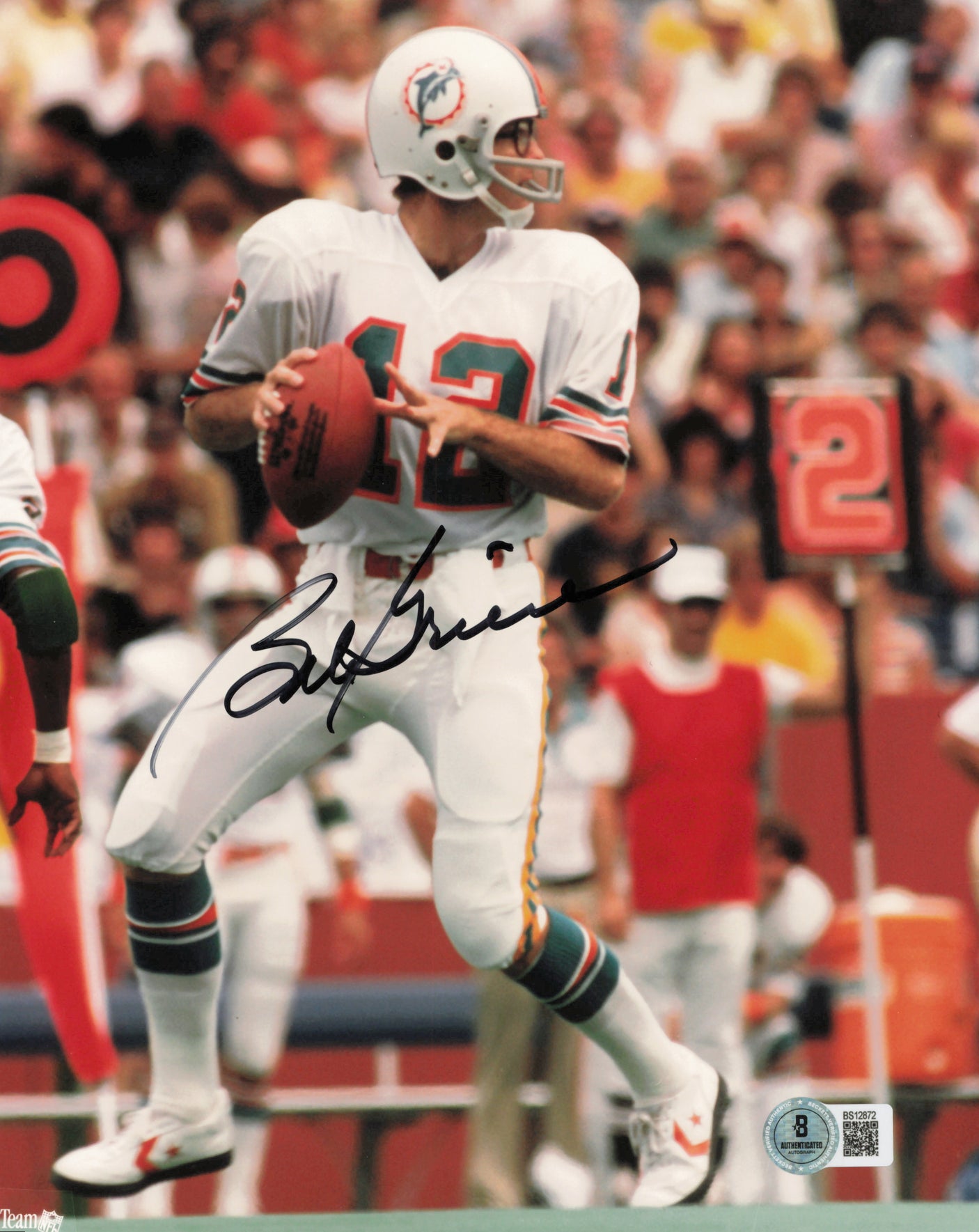 Bob Griese Autographed 8x10 Photo Miami Dolphins Beckett BAS QR #BS12872