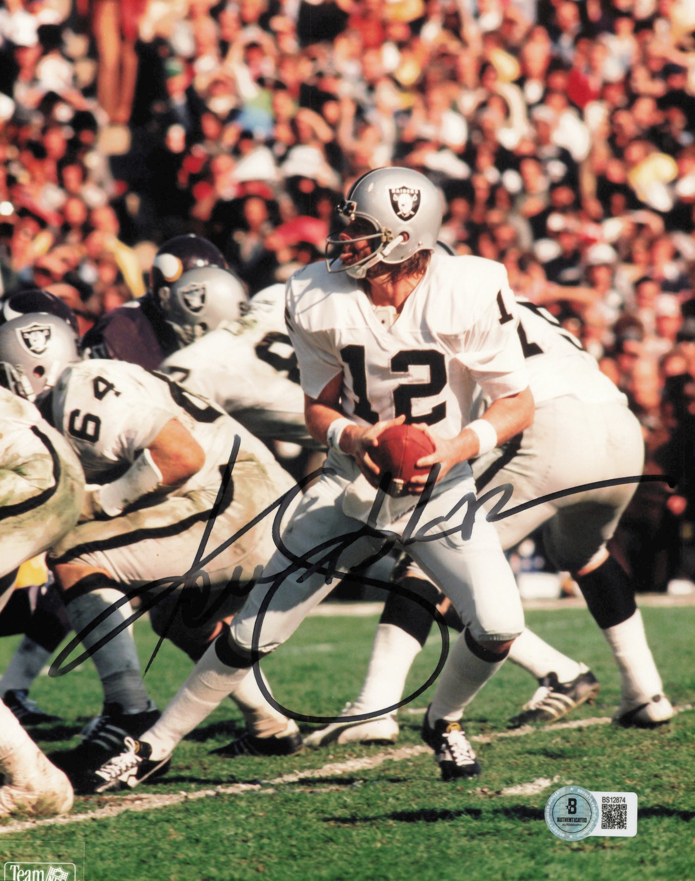Ken Stabler Autographed 8x10 Photo Oakland Raiders Beckett BAS QR #BS12874
