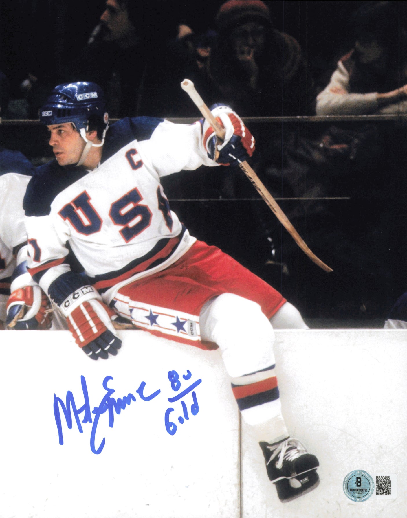 Mike Eruzione Autographed 8x10 Photo 1980 Team USA "80 Gold" Beckett BAS QR #BS30465