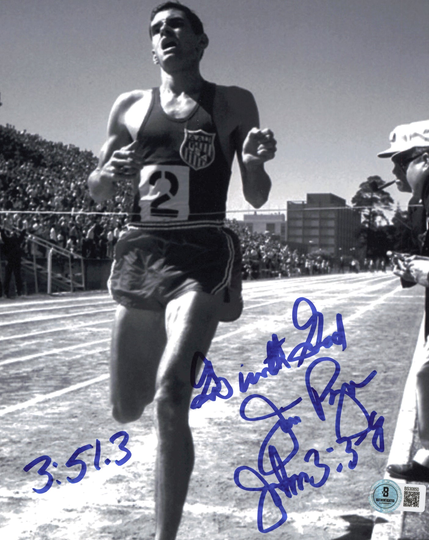 Jim Ryun Autographed 8x10 Photo Track & Field "Go With God" Broke 4-Minute Mile Beckett BAS QR #BS30850