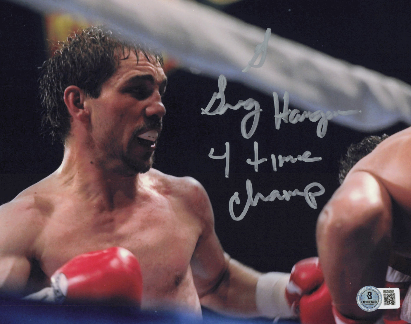 Greg Haugen Autographed 8x10 Photo "4 Time Champ" Beckett BAS QR #BS30767