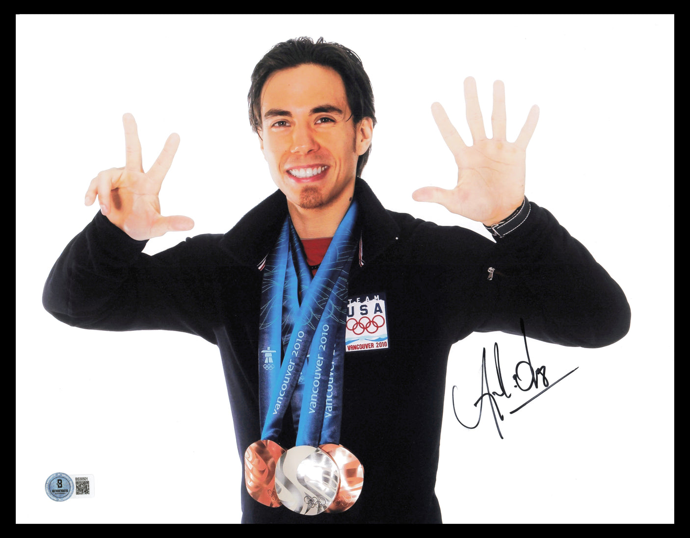 Apolo Anton Ohno Autographed 11x14 Photo Team USA Beckett BAS QR #BS30501