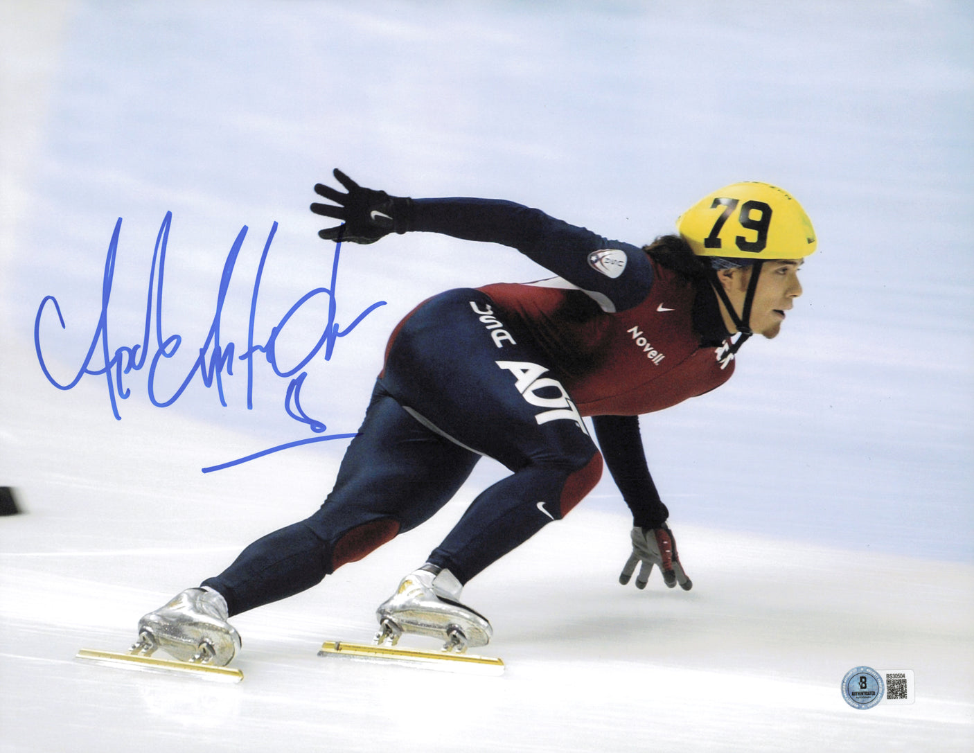 Apolo Anton Ohno Autographed 11x14 Photo Team USA Beckett BAS QR #BS30504