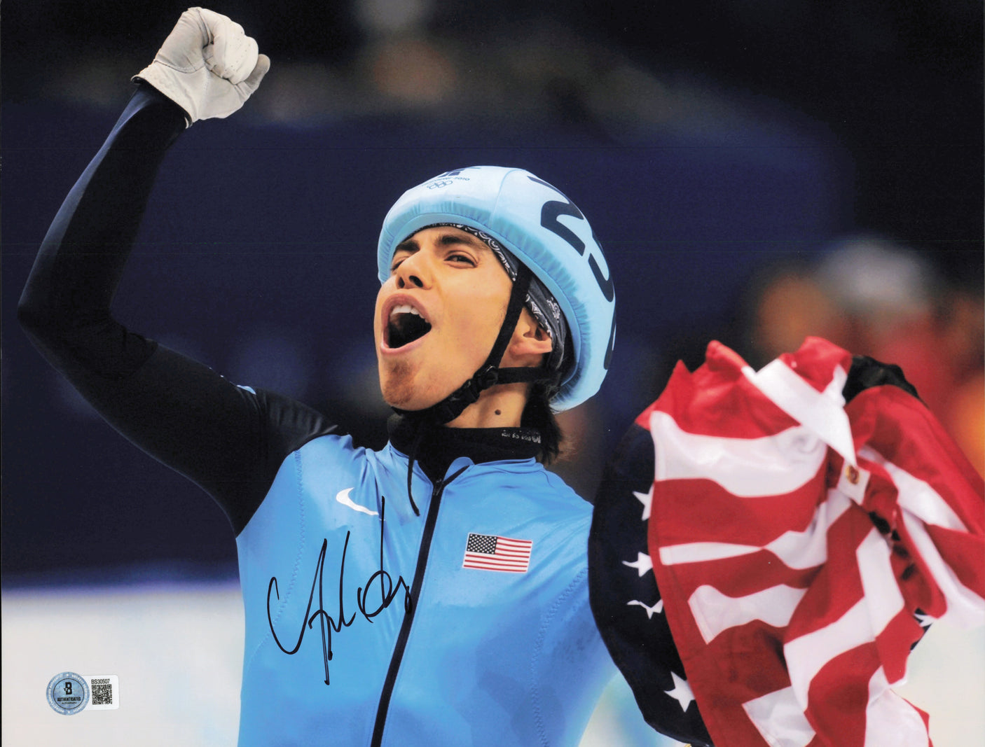 Apolo Anton Ohno Autographed 11x14 Photo Team USA Beckett BAS QR #BS30507
