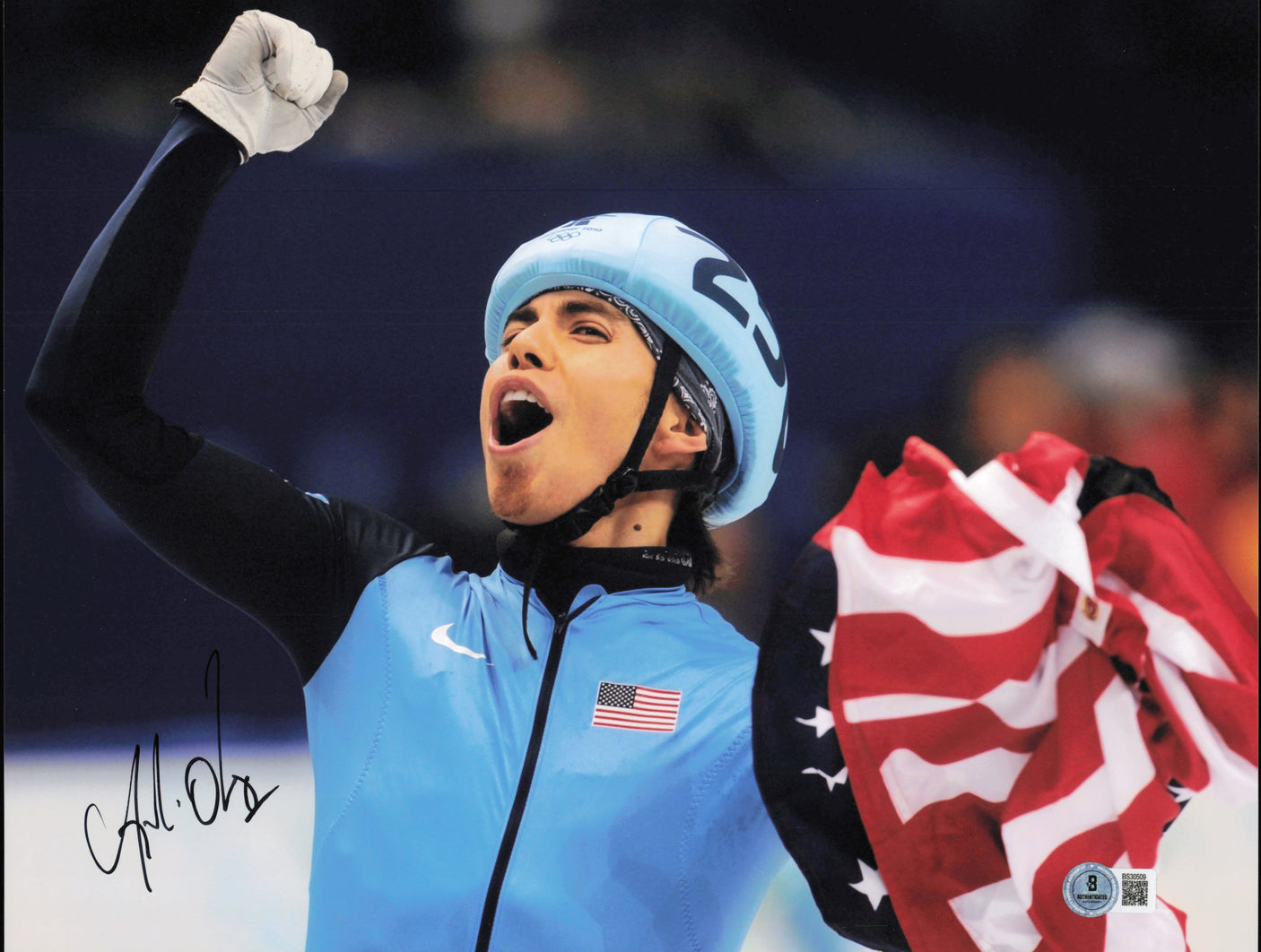 Apolo Anton Ohno Autographed 11x14 Photo Team USA Beckett BAS QR #BS30509