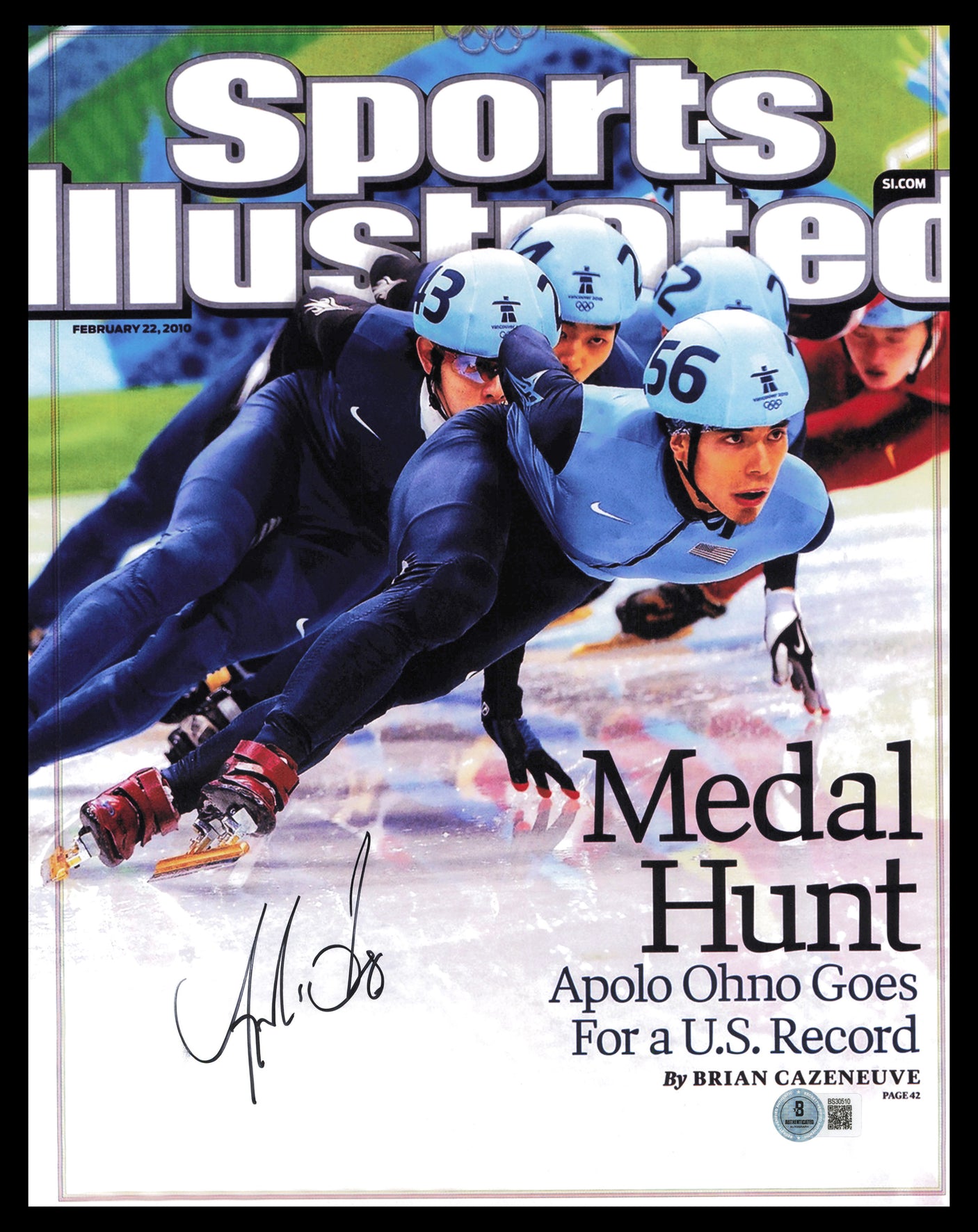 Apolo Anton Ohno Autographed 11x14 Photo Team USA Beckett BAS QR #BS30510